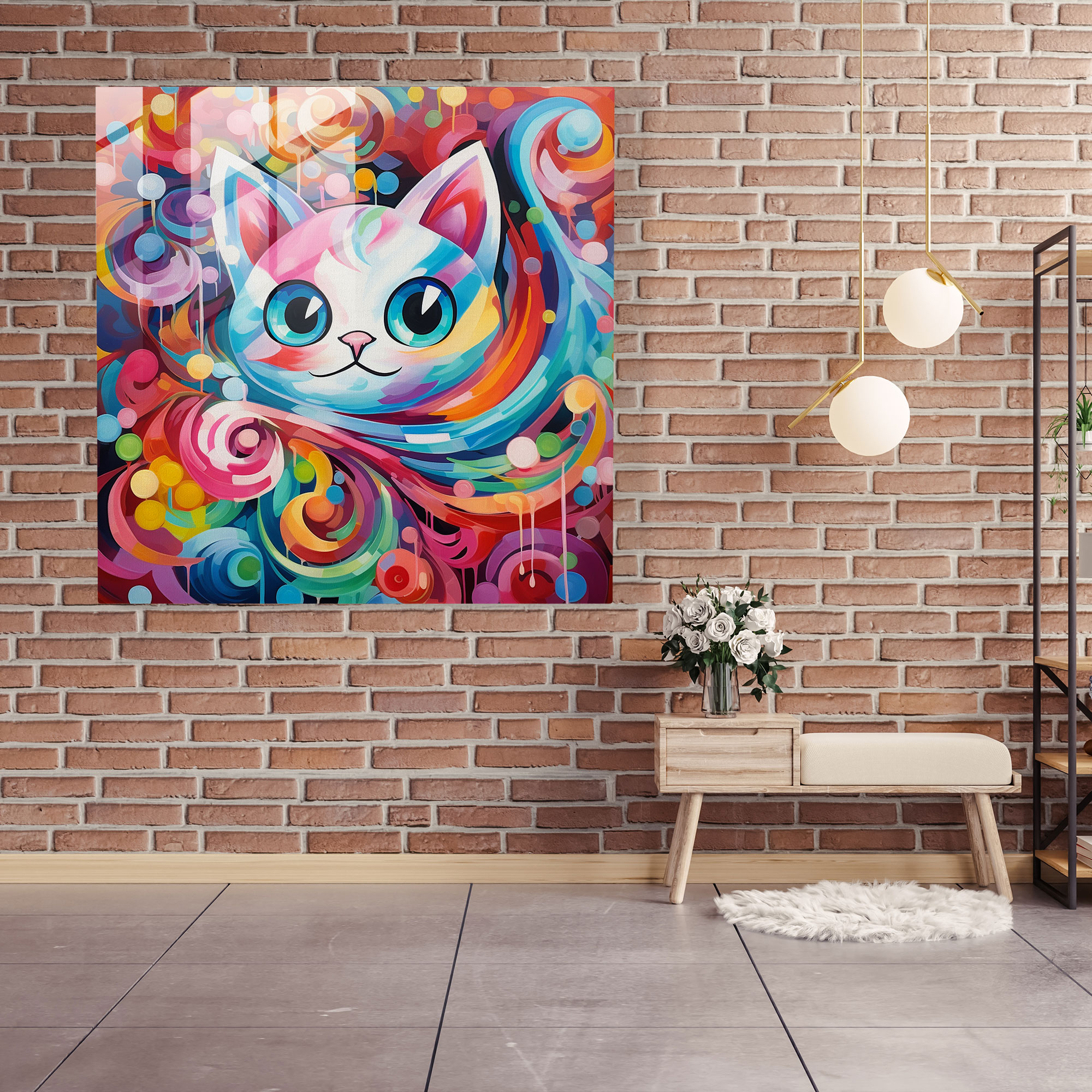 Pokemon Glass Print: Whimsical Jigglypuff Abstract Art - Pokemon, Jigglypuff, Pokemon, Wall Decoration