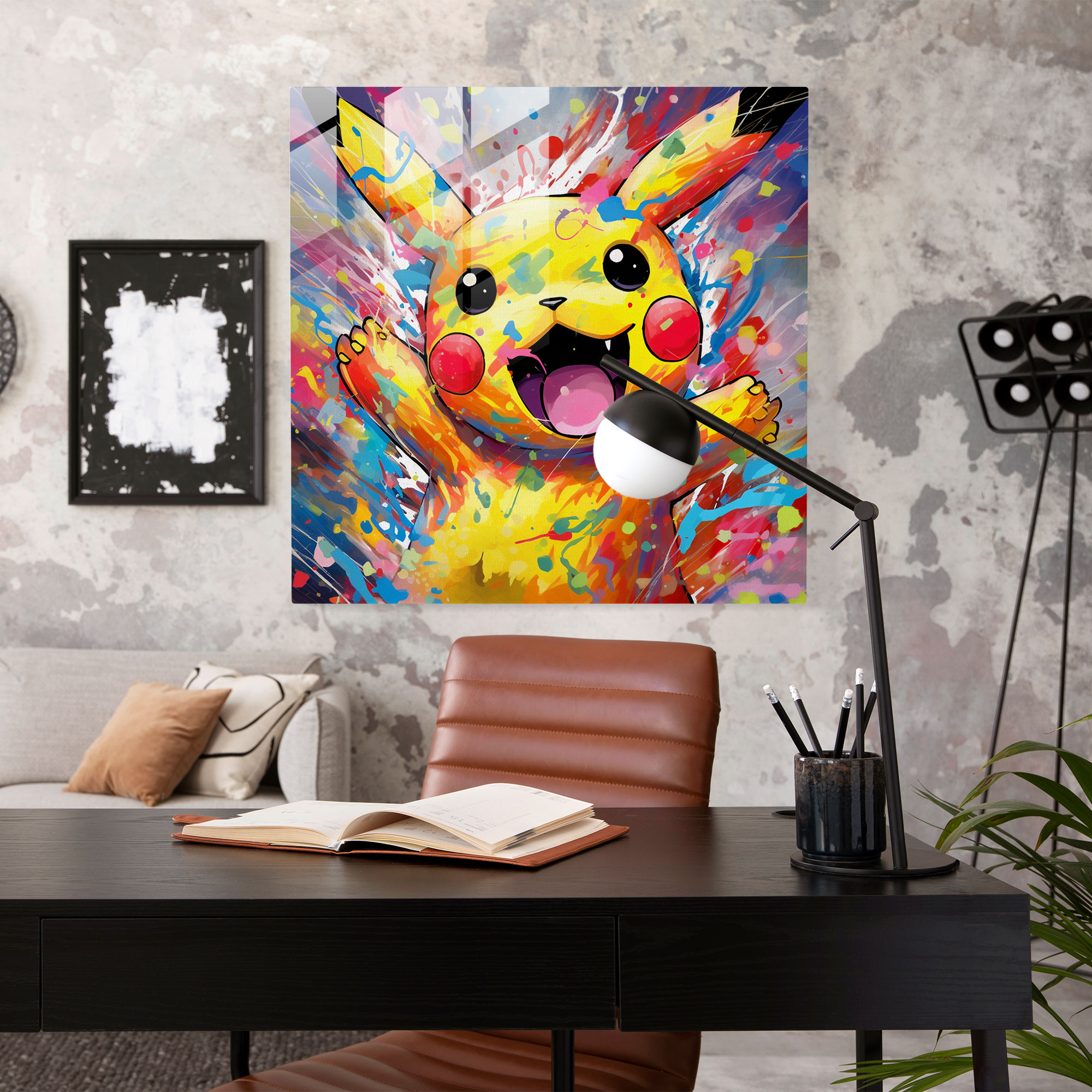 Pokemon Sevinci Cam Tablo - Pokemon Modern Sanat Ev Dekorasyonu Cam Sanatı