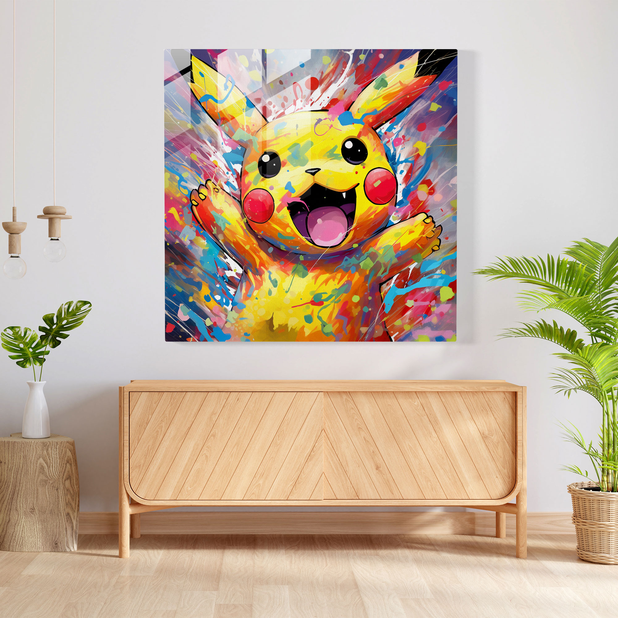 Pokemon Sevinci Cam Tablo - Pokemon Modern Sanat Ev Dekorasyonu Cam Sanatı