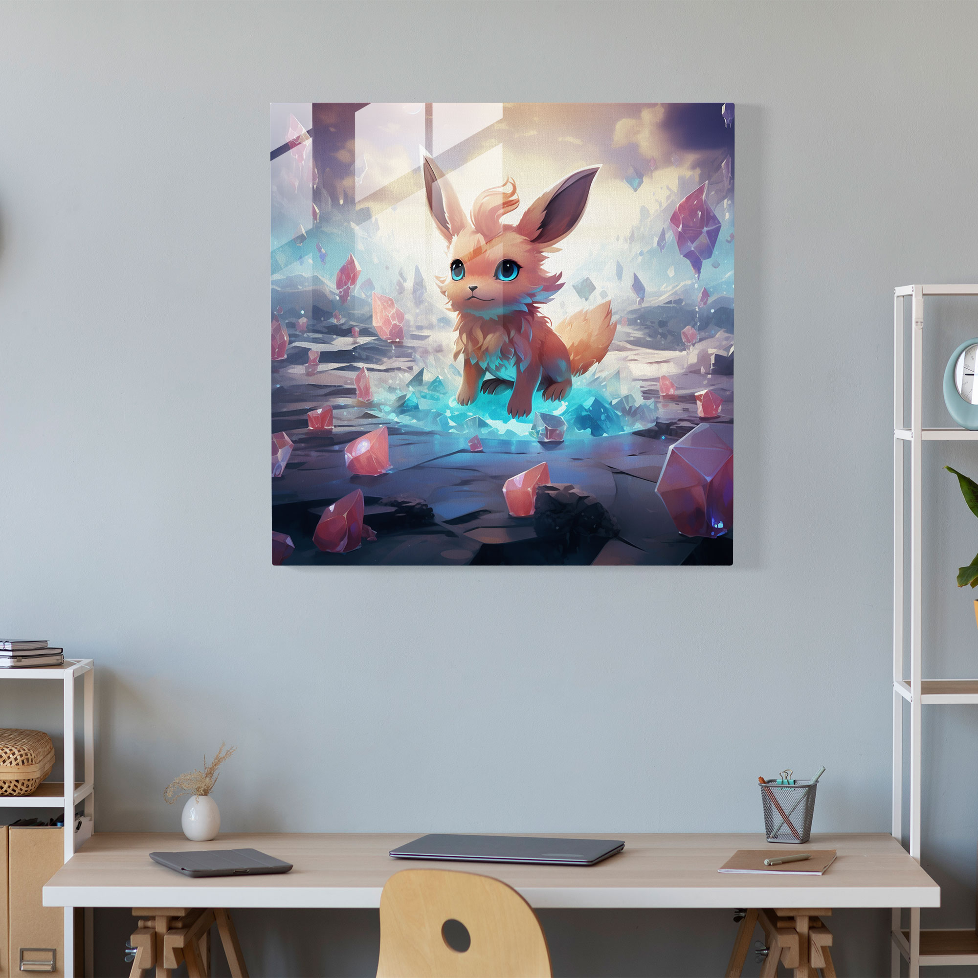 Pokemon Transformation Glass Print - Pokemon, Surrealistic Artwork, Glass Art, Wall Decoration