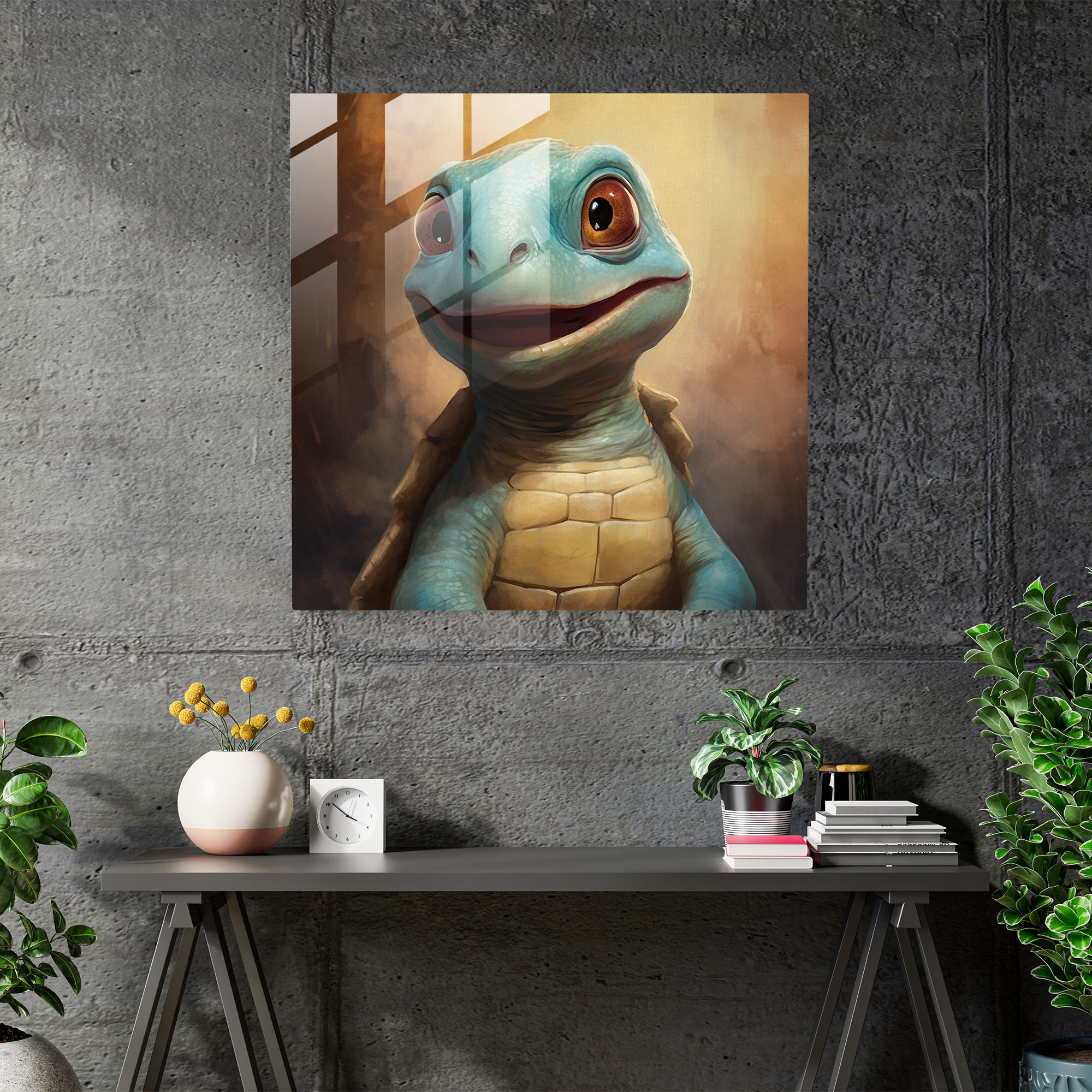 Pokemon Glass Print - Playful Squirtle - Pokemon, Glass Print, Endearing Features, Glass Wall Art
