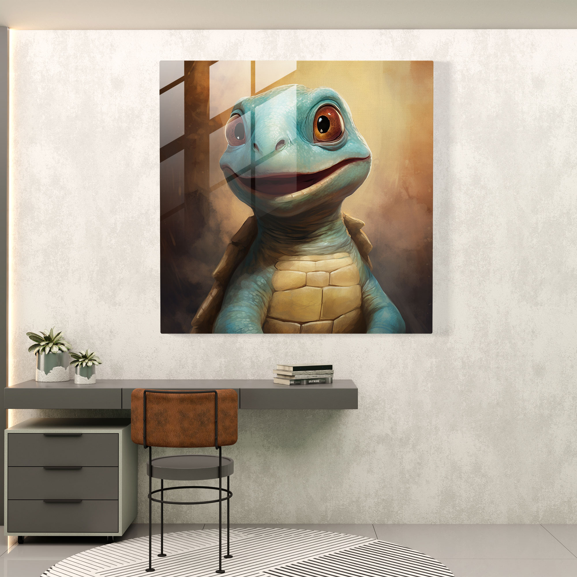 Pokemon Glass Print - Playful Squirtle - Pokemon, Glass Print, Endearing Features, Glass Wall Art