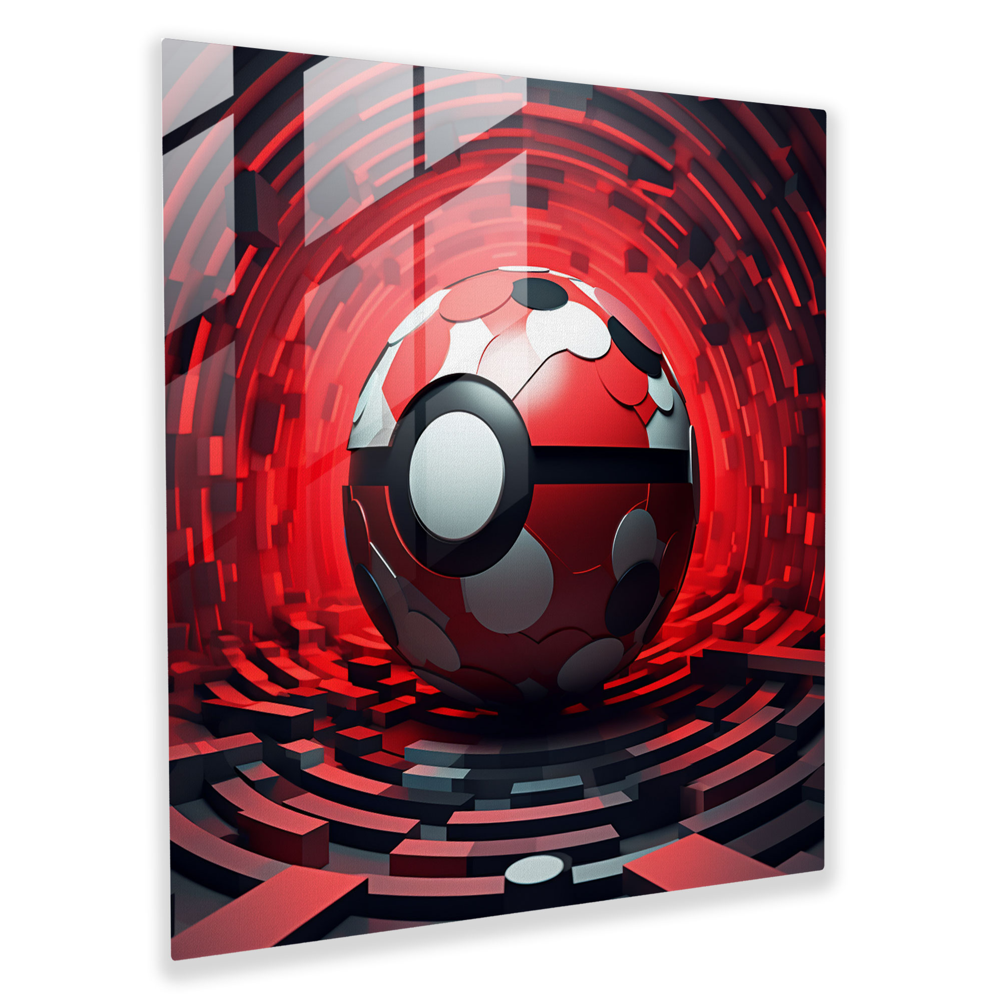 Pokeball Geometric Glass Print - Pokemon, Pokeball, Glass Wall Art, Wall Decoration