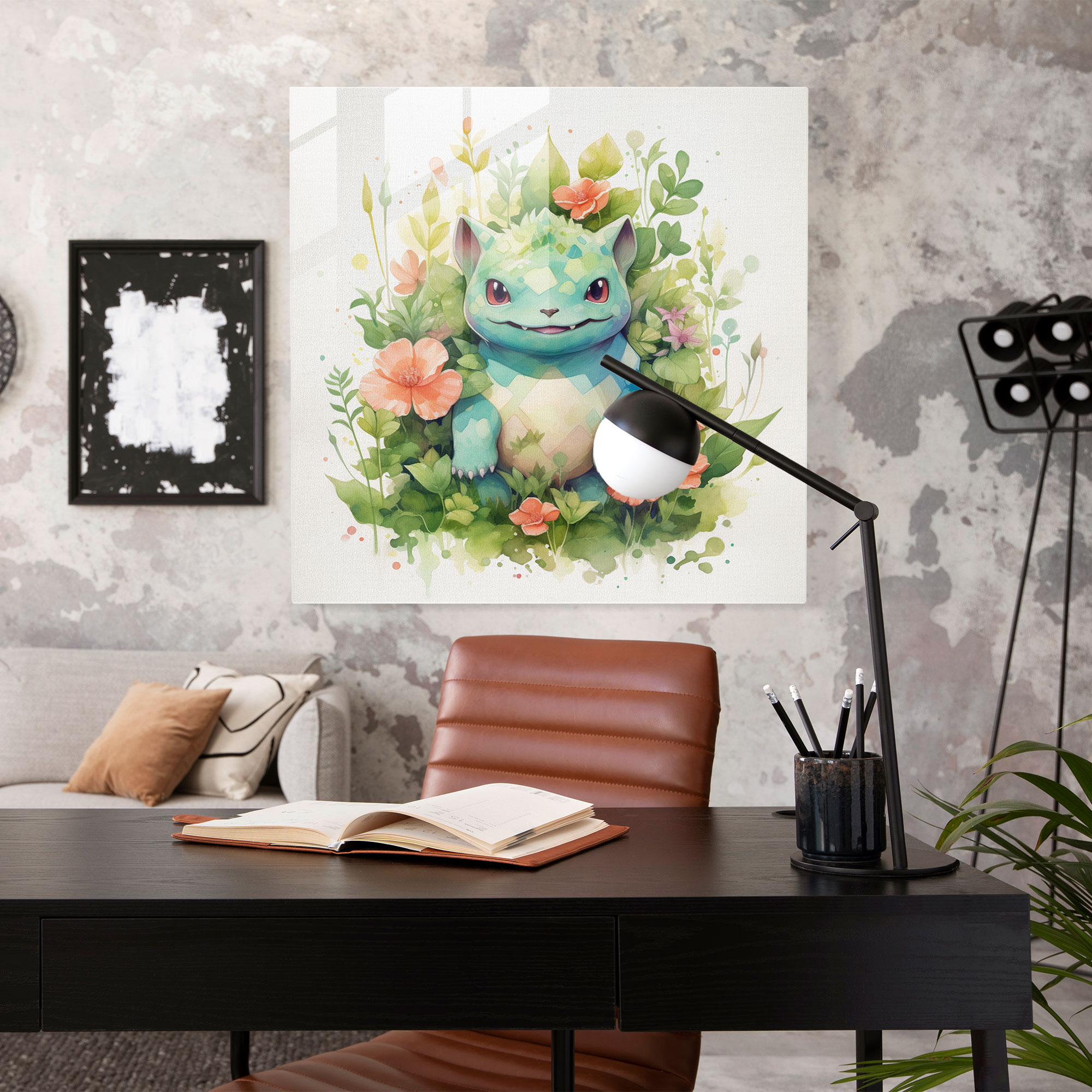 Pokemon Glass Print - Watercolor Bulbasaur - Pokemon, Glass Art, Blooming Flowers, Bulbasaur