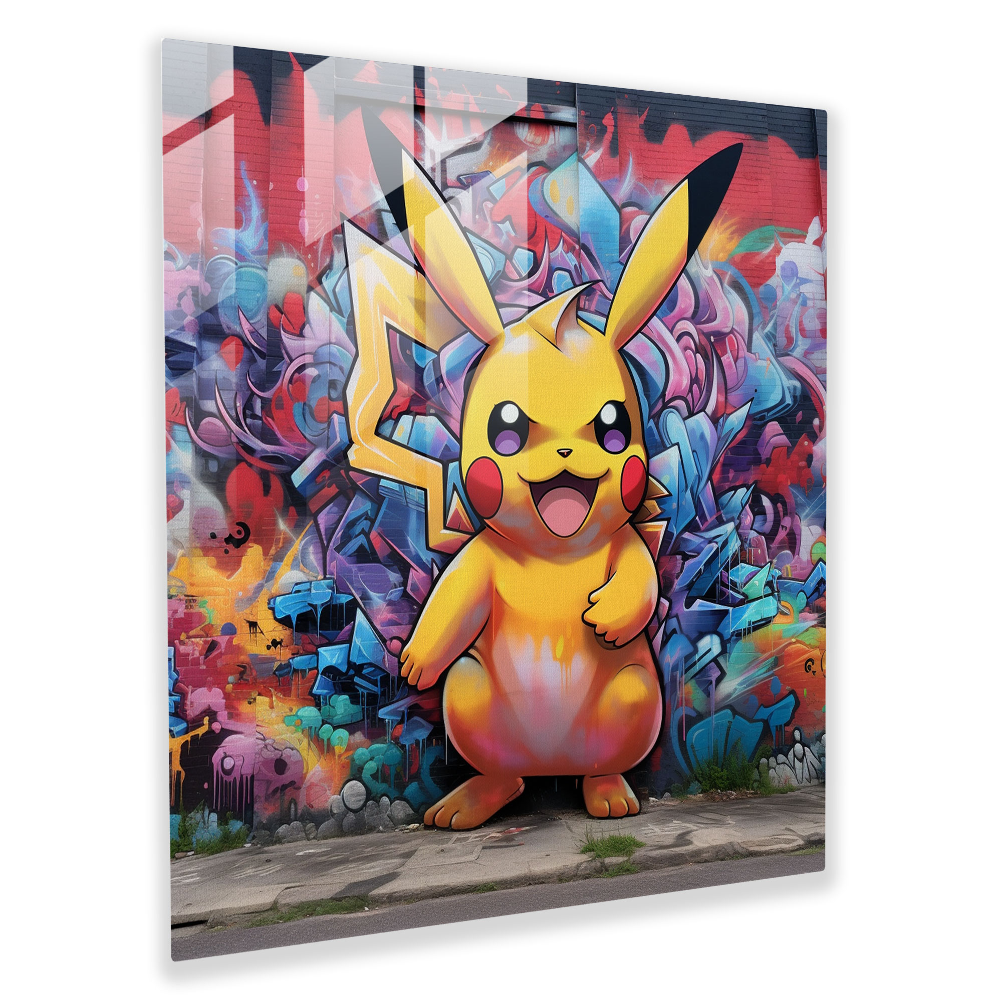 Pokemon Graffiti Glass Print - Pokemon, Home Decoration, Modern Art, Wall Decoration