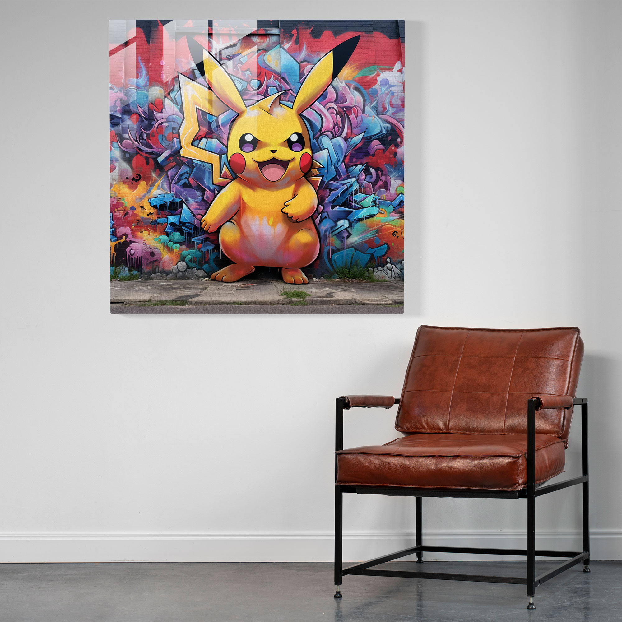 Pokemon Graffiti Glass Print - Pokemon, Home Decoration, Modern Art, Wall Decoration