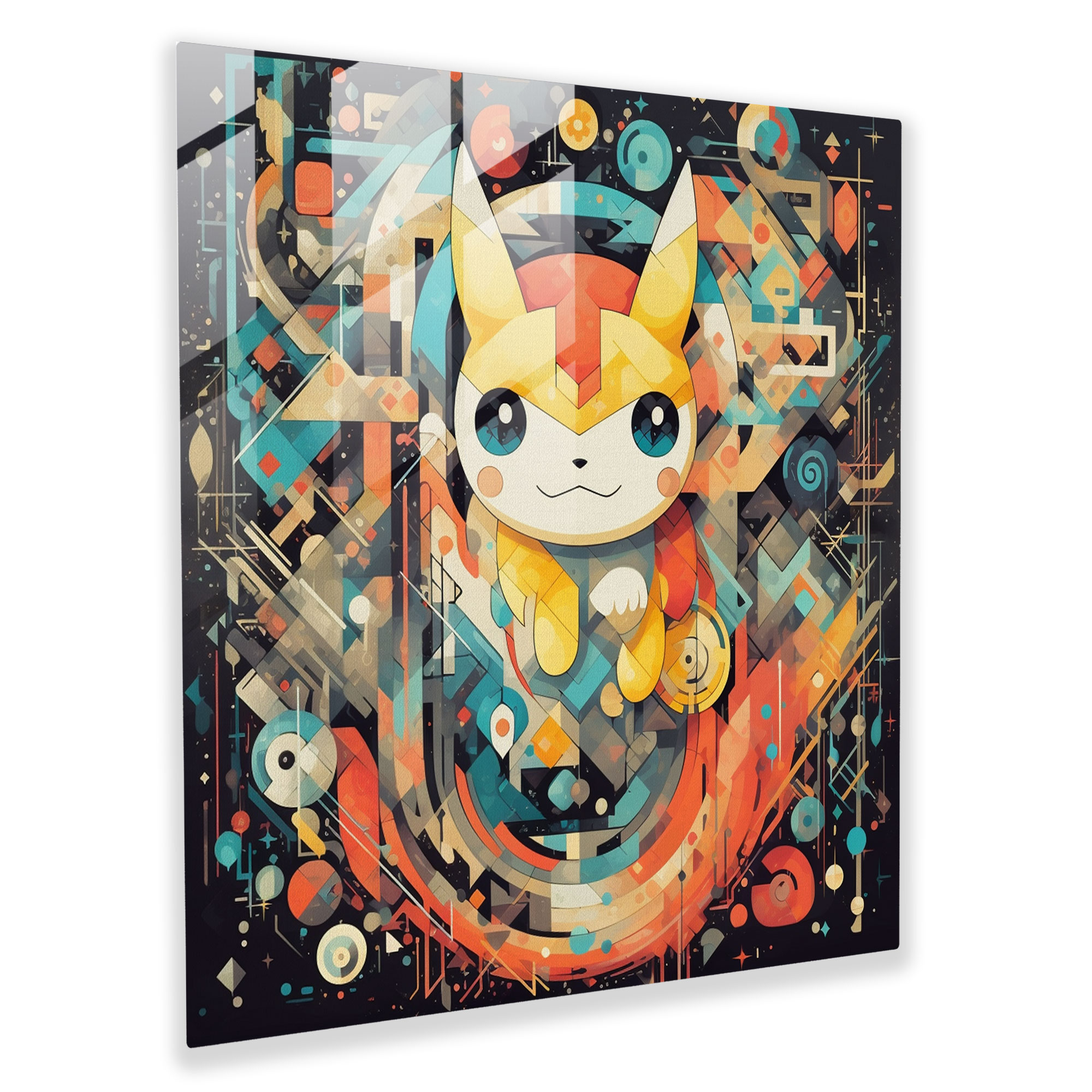Pokemon Geometric Abstract Glass Print - Pokemon, Creative Spirit, Glass Art, Home Decoration