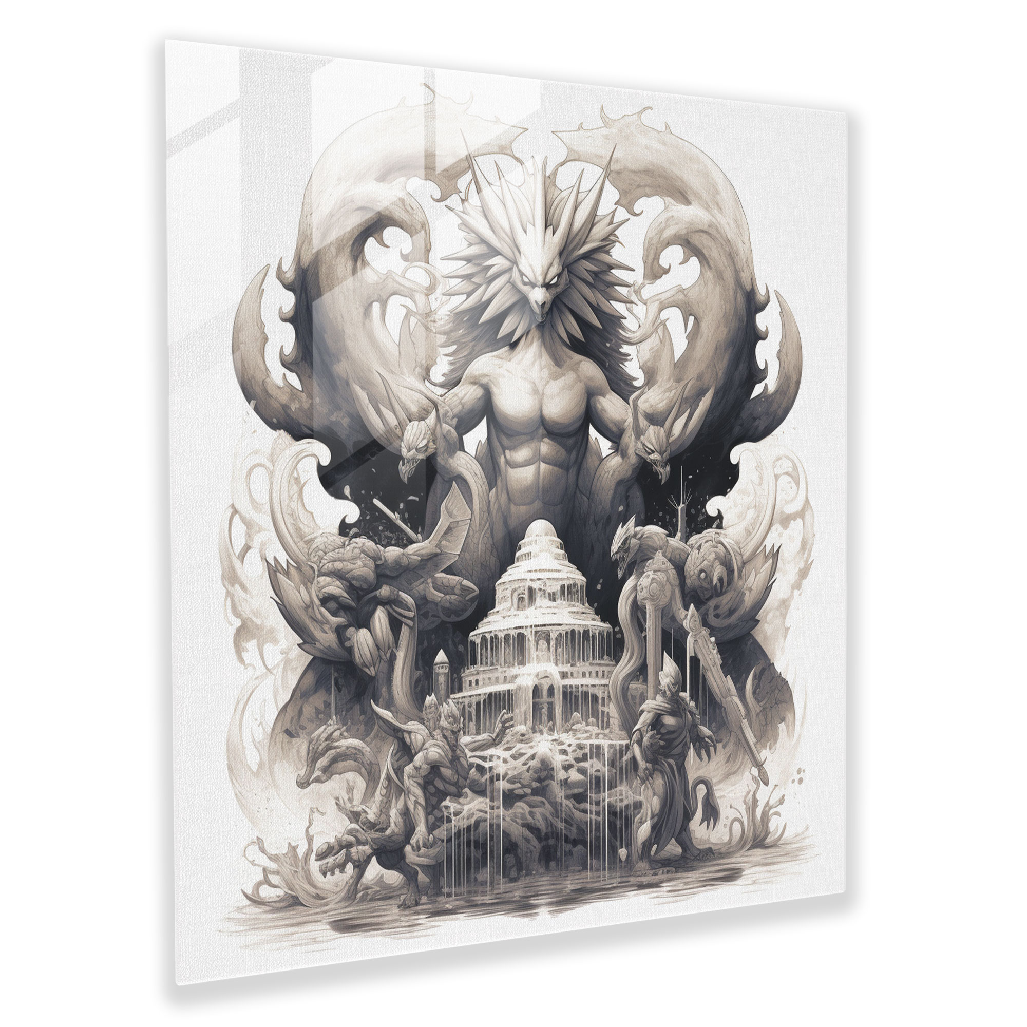 Pokemon Legendary Sketch Glass Print - Pokemon, Glass Art, Mystery, Modern Art