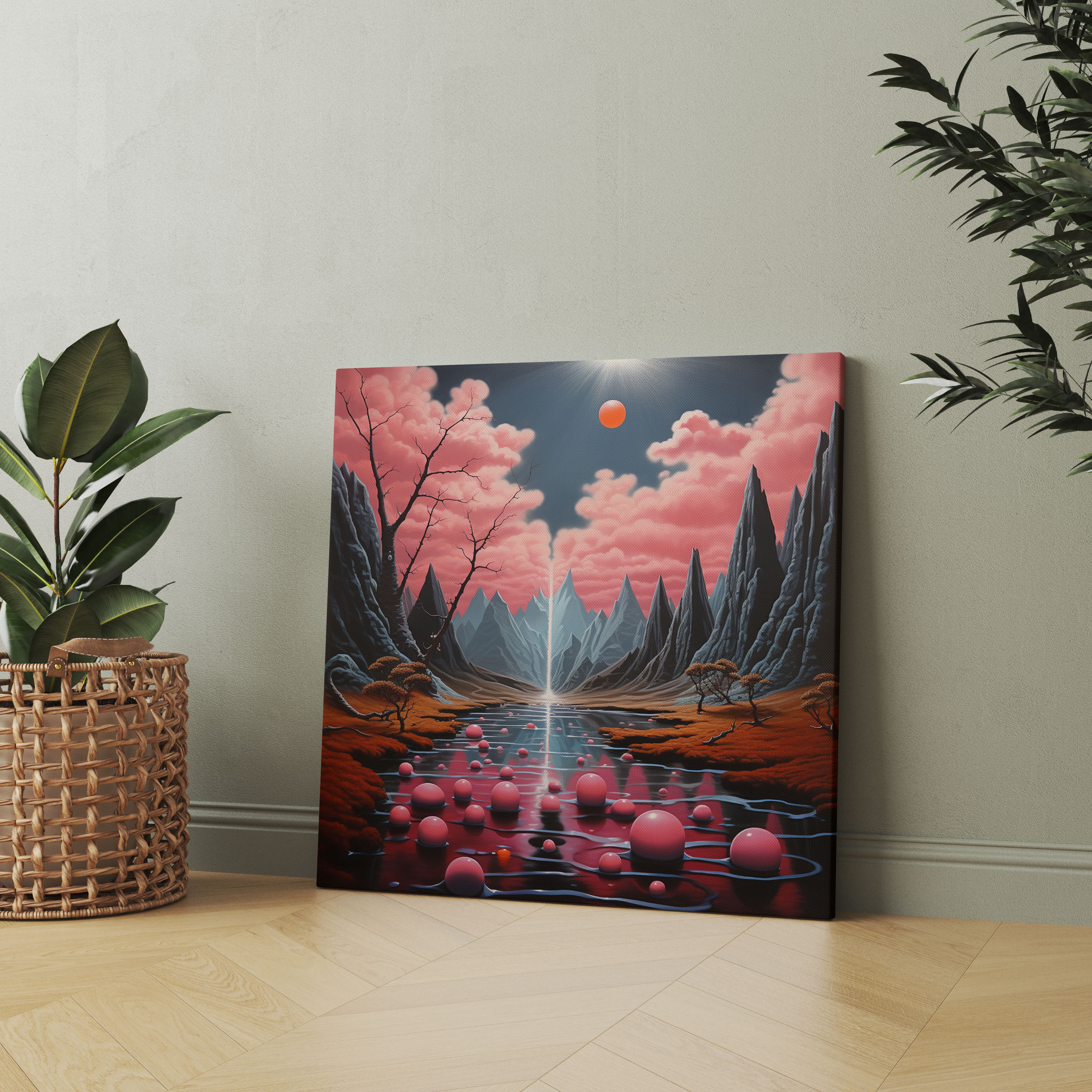 Pink Floyd Surreal Landscape Canvas Print - Pink Floyd, Oil Painting, Canvas, Symbols