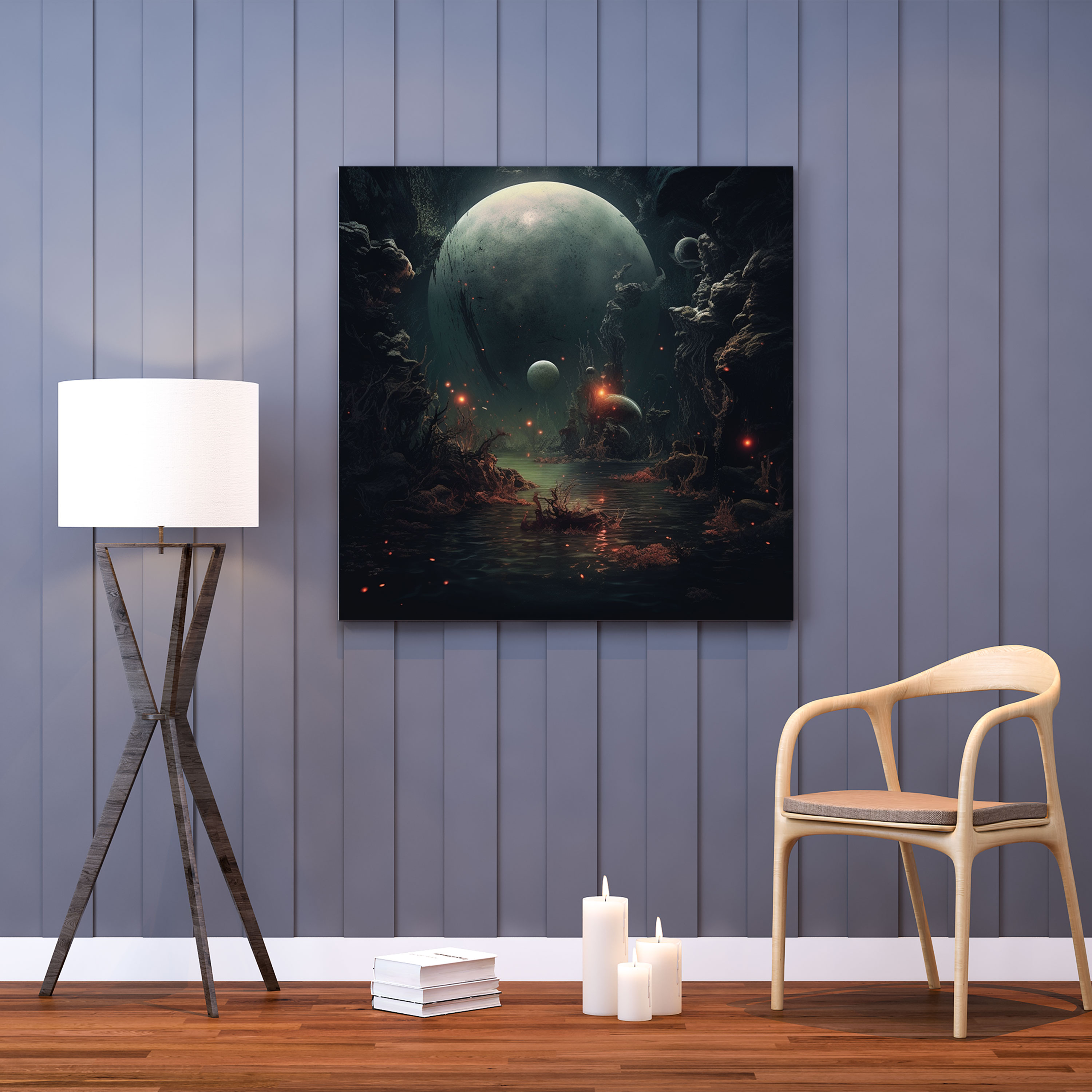 Leinwandbild Pink Floyd - Surrealistisches Unterwasser Wandkunstwerk - Pink Floyd Wanddekoration.