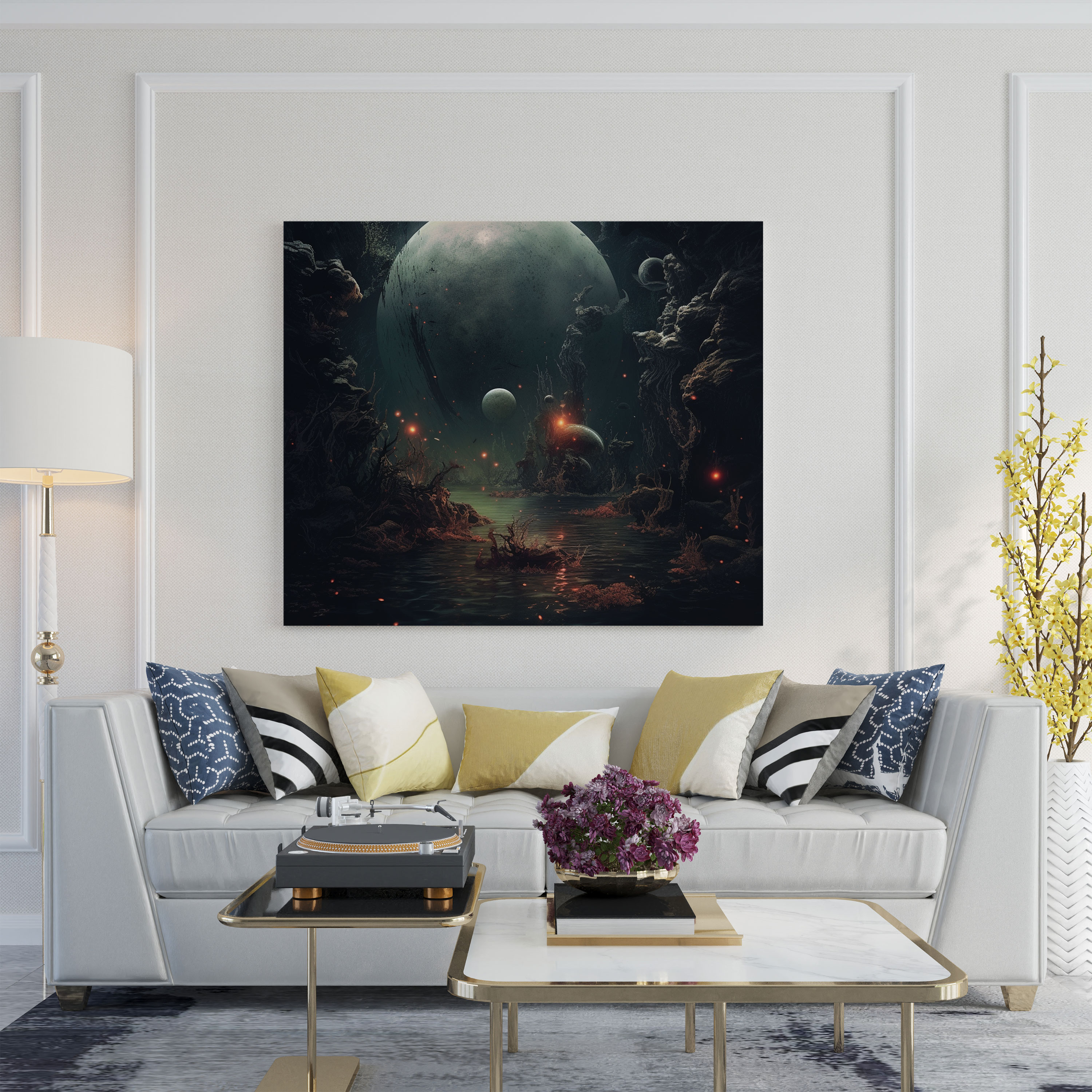 Leinwandbild Pink Floyd - Surrealistisches Unterwasser Wandkunstwerk - Pink Floyd Wanddekoration.