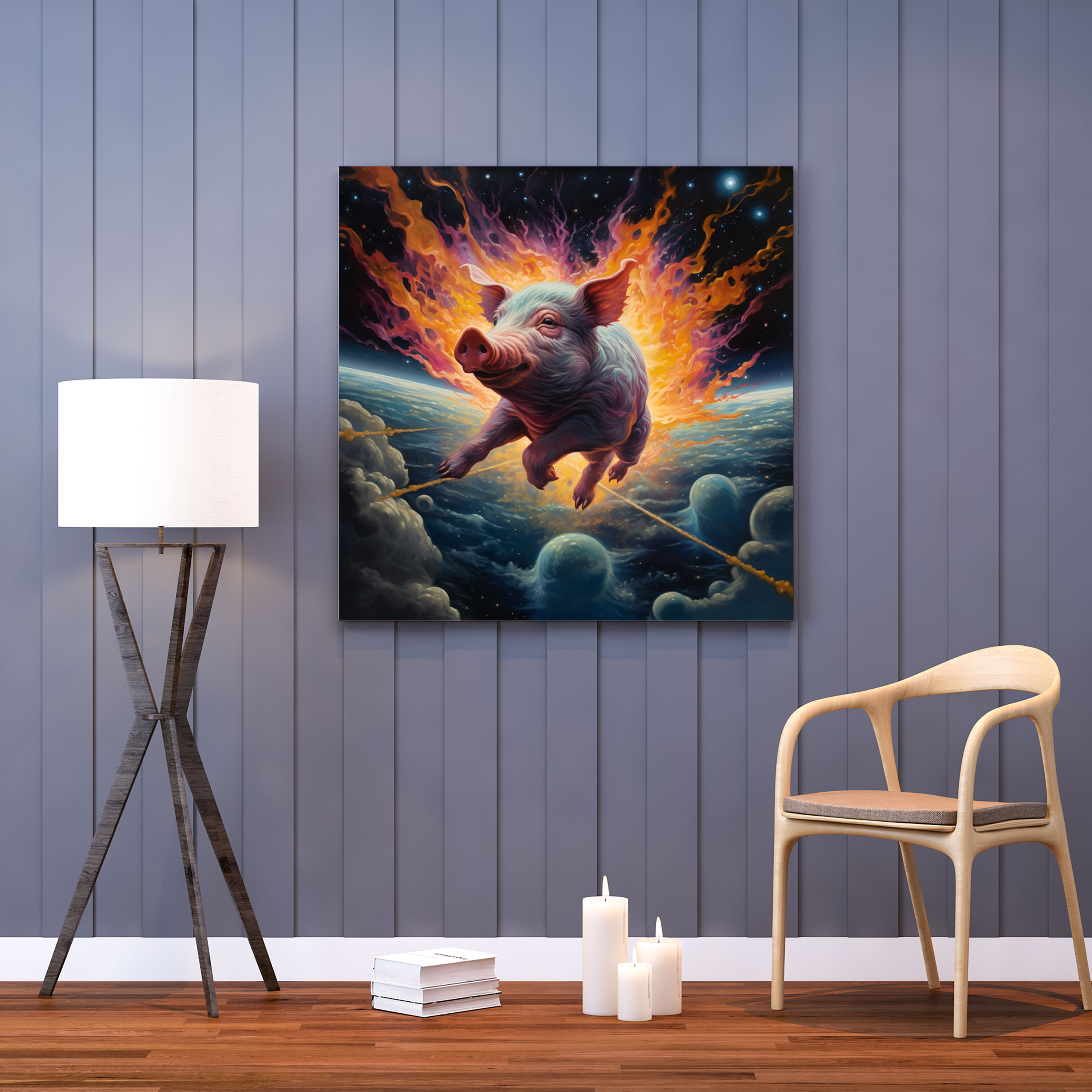 Leinwandbild Pink Floyd - Abstrakte Weltraum Wandkunst - Pink Floyd Wohndeko Weltraum Leinwandbild