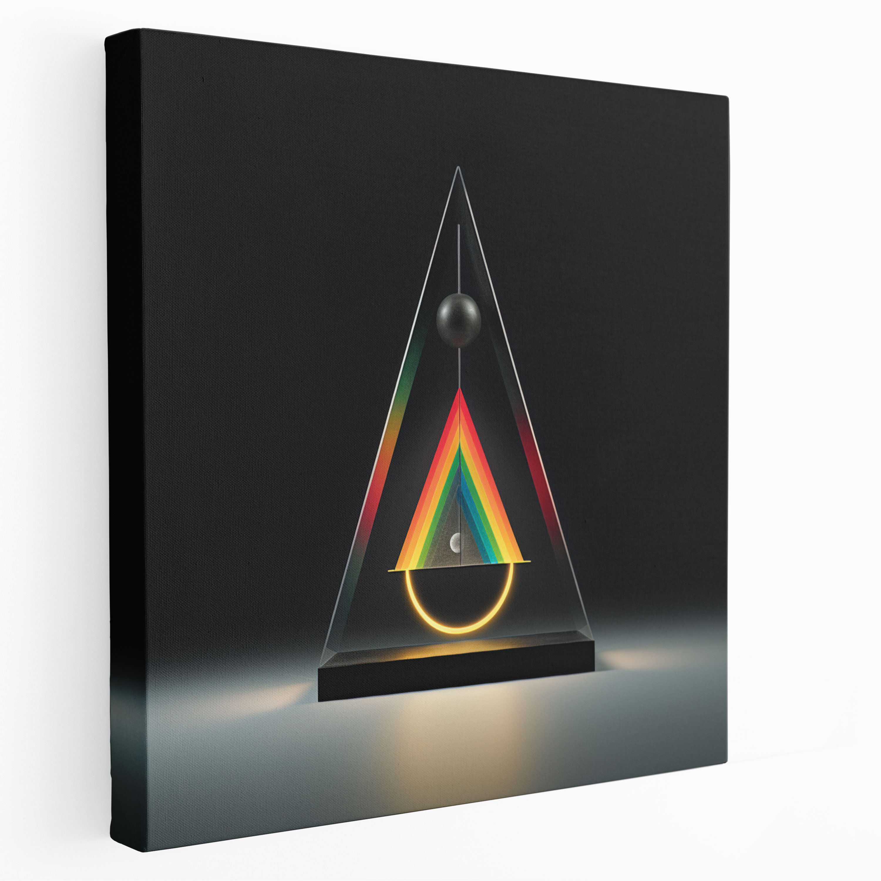 Pink Floyd Wall Decoration - Minimalistic Dark Side Of The Moon Canvas Print - Pink Floyd, Home Decoration, The Dark Side Of The Moon, Prism