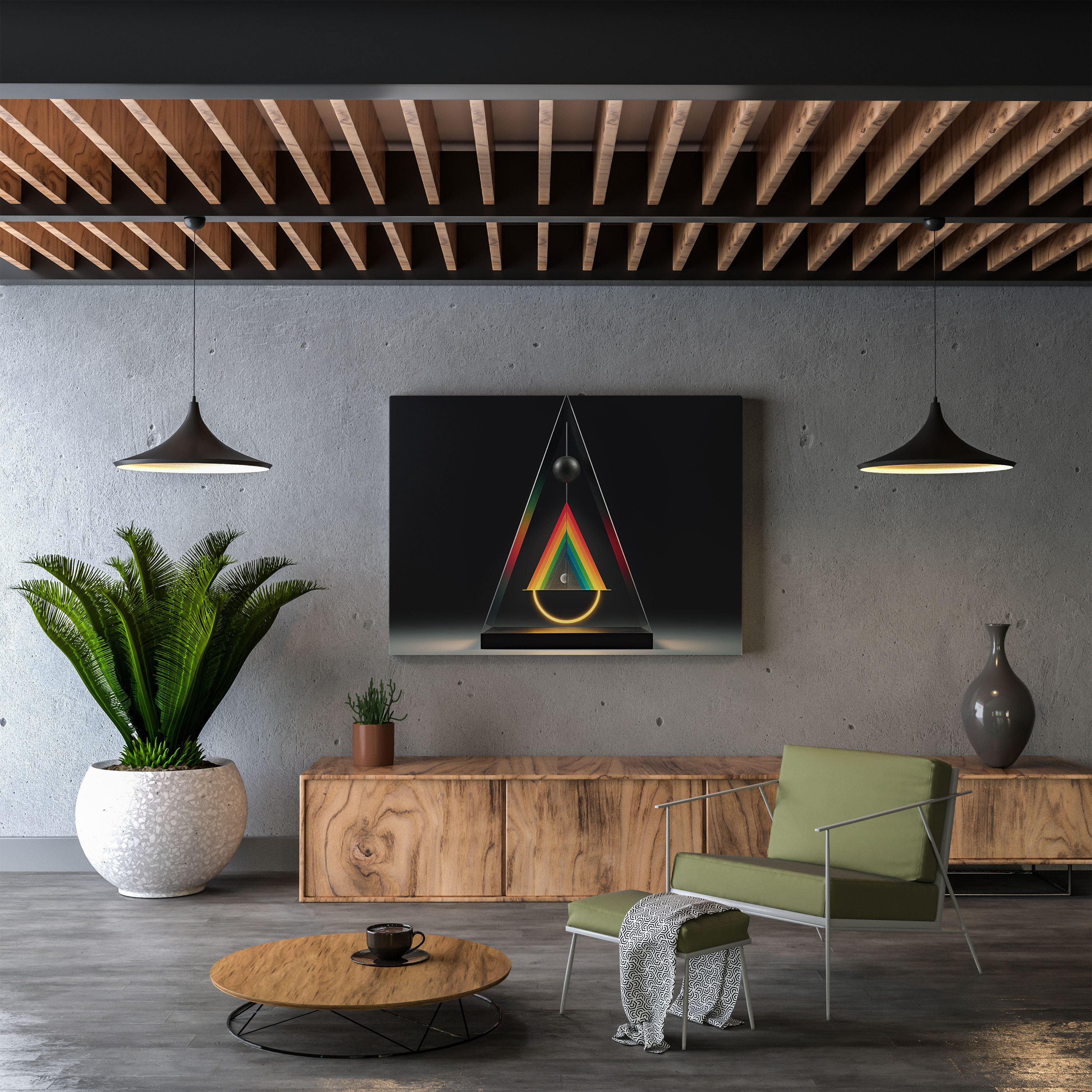 Pink Floyd Wall Decoration - Minimalistic Dark Side Of The Moon Canvas Print - Pink Floyd, Home Decoration, The Dark Side Of The Moon, Prism