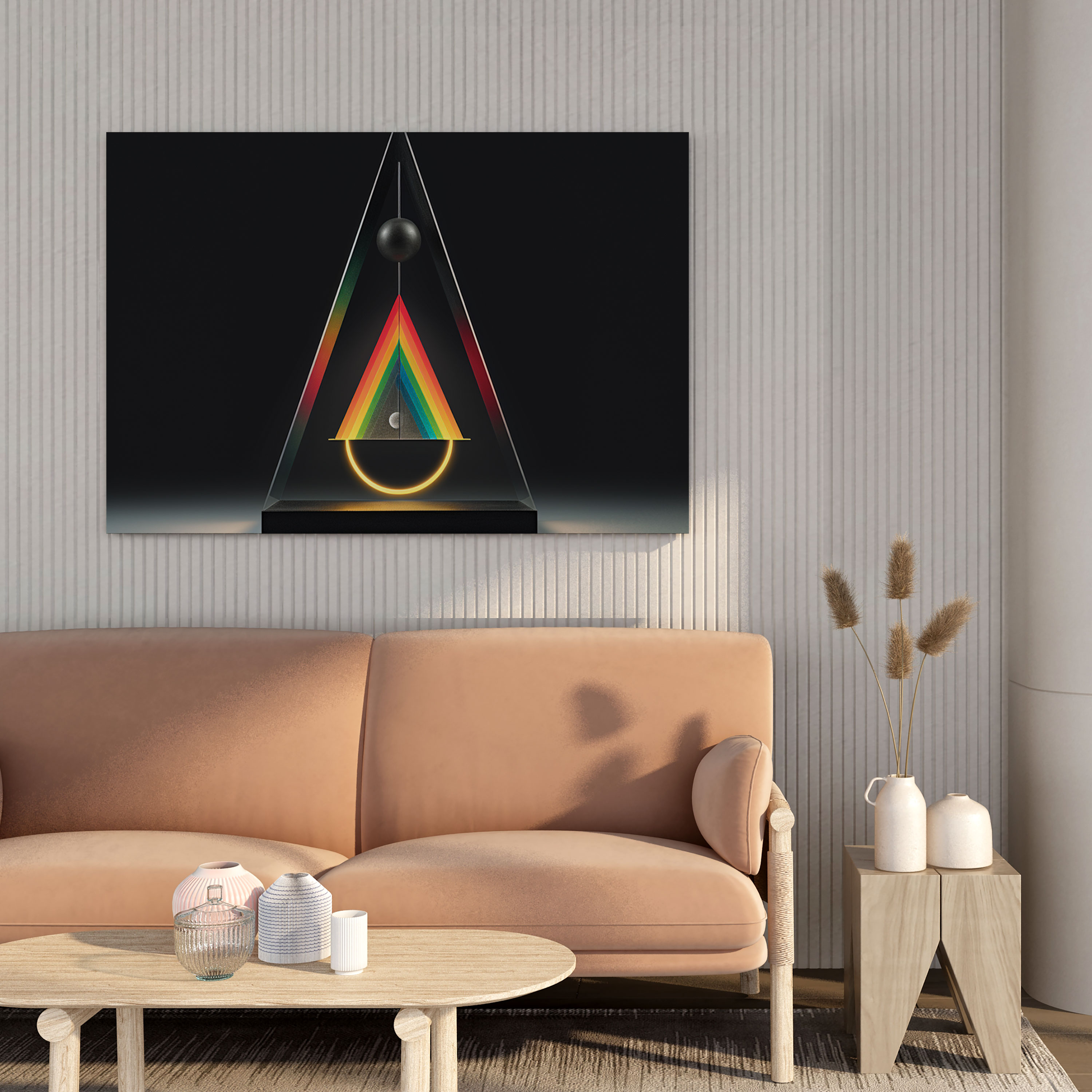 Pink Floyd Wall Decoration - Minimalistic Dark Side Of The Moon Canvas Print - Pink Floyd, Home Decoration, The Dark Side Of The Moon, Prism