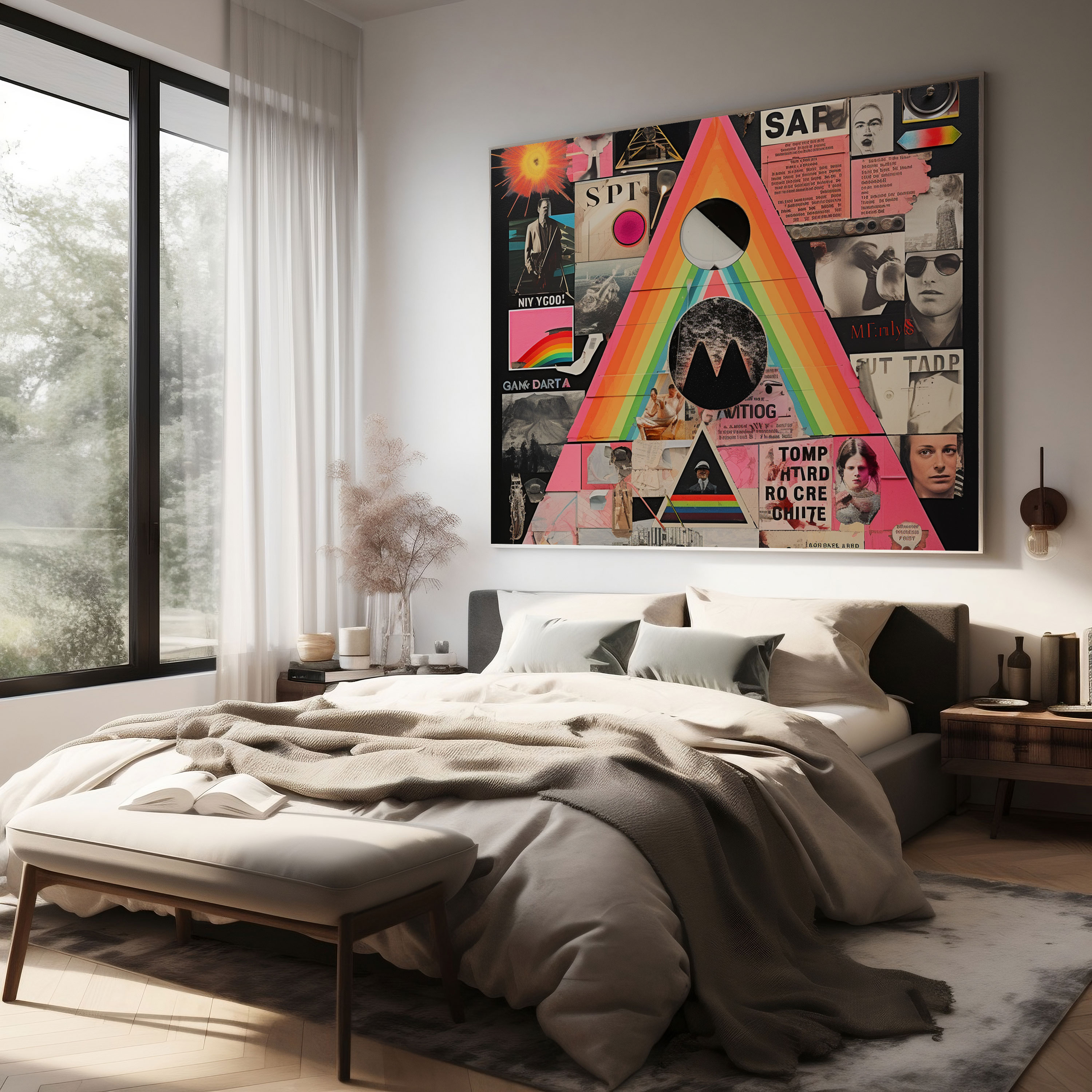 Pink Floyd Retro Collage Canvas Print - Pink Floyd, Wall Art, Canvas Wall Art, Home Decoration