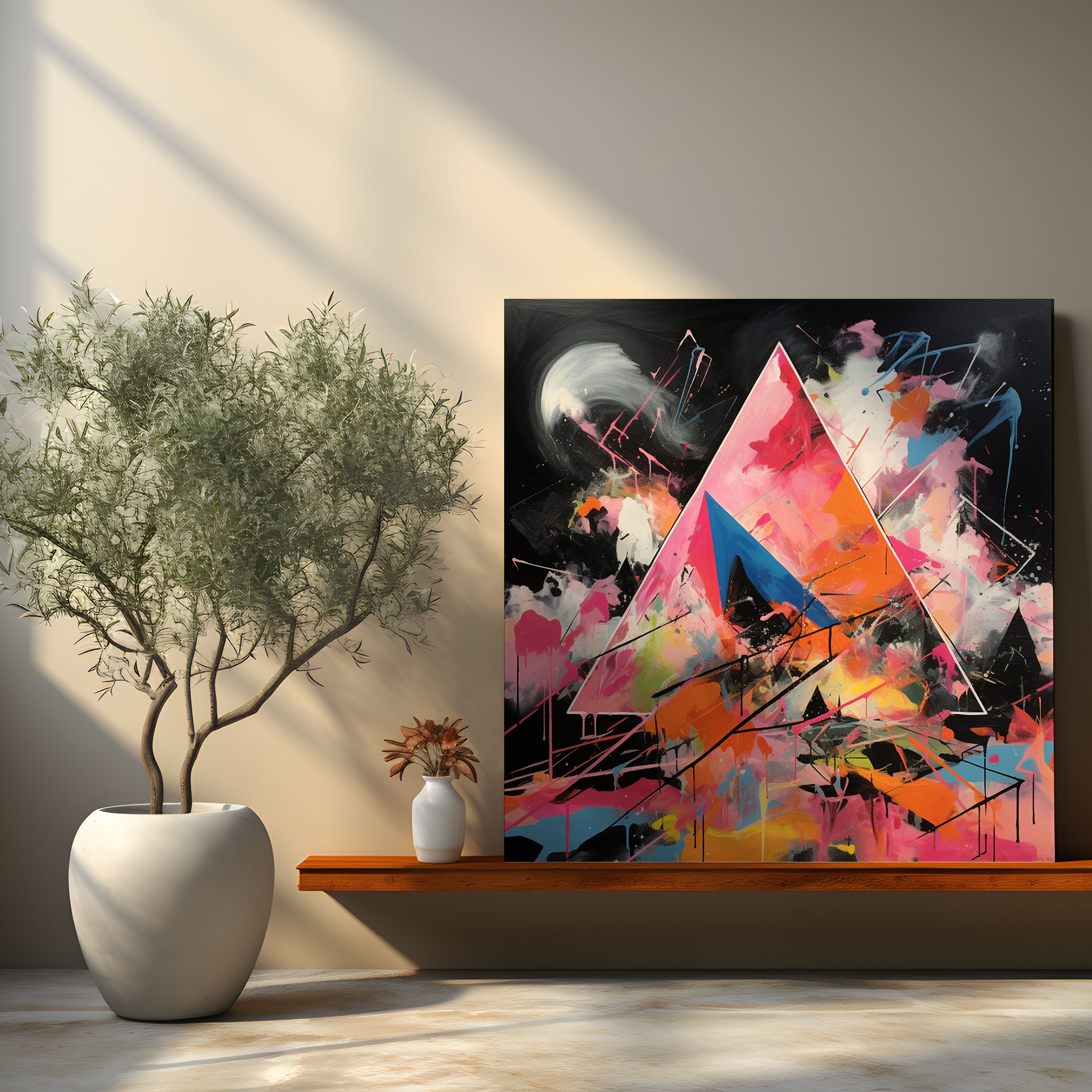 Pink Floyd Abstract Expressionist Painting Wall Art - Pink Floyd, Pink Floyd, Canvas, Canvas Wall Art