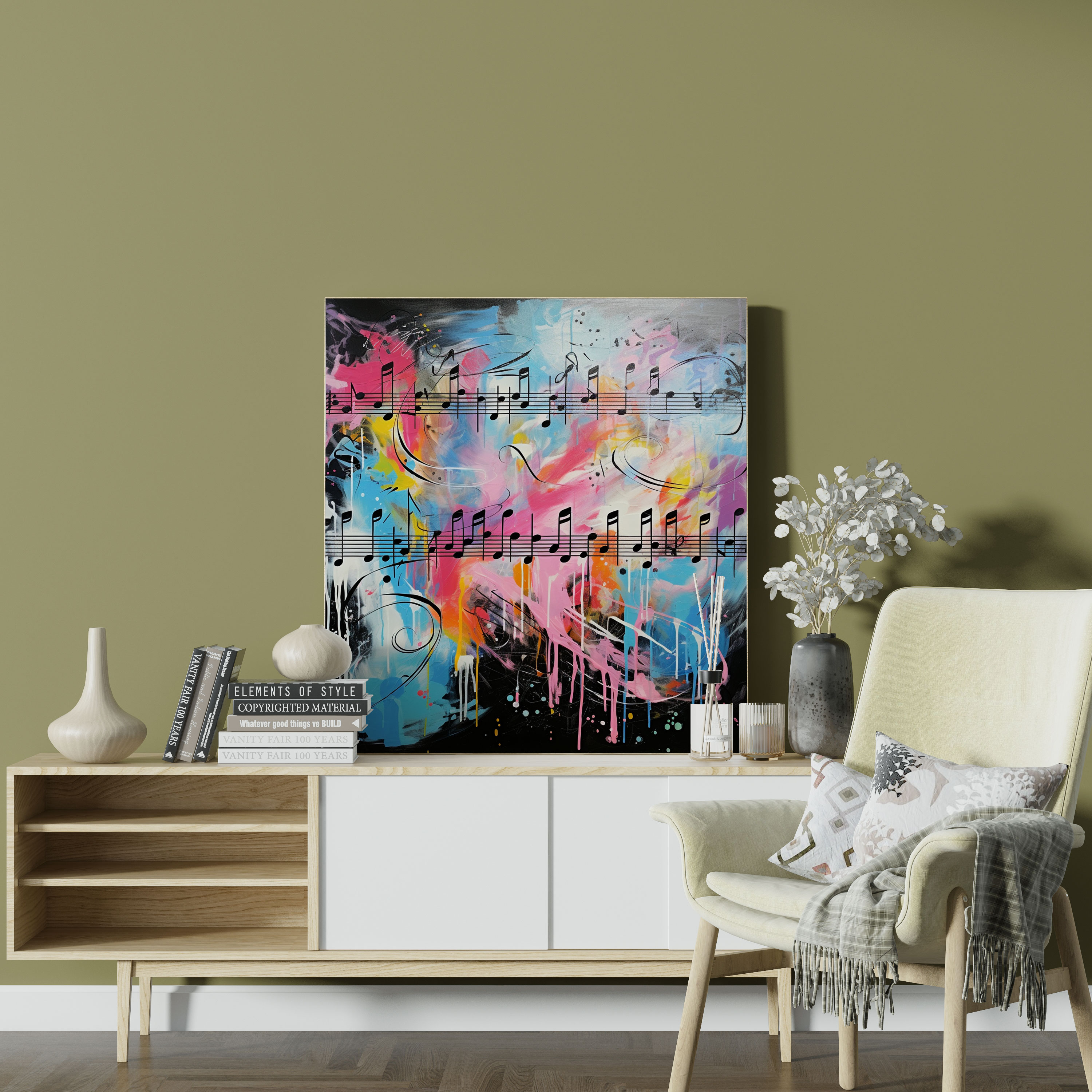 Pink Floyd Wall Decoration - Abstract Music Notes - Pink Floyd, Canvas Wall Art, Wall Art, Lyrics