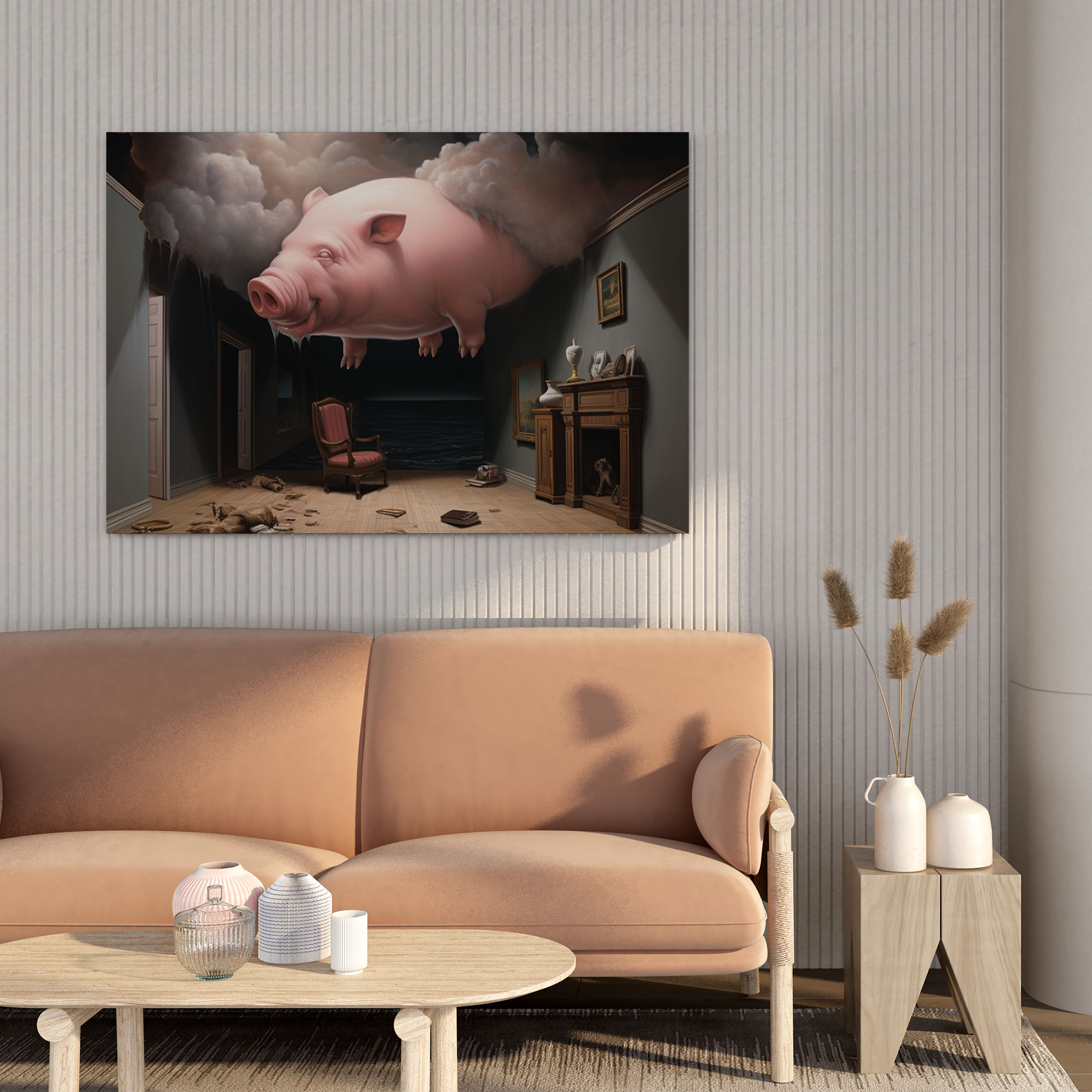 Pink Floyd Wall Art - Surreal Pig Room - Pink Floyd, Home Decoration, Canvas, Pink Floyd