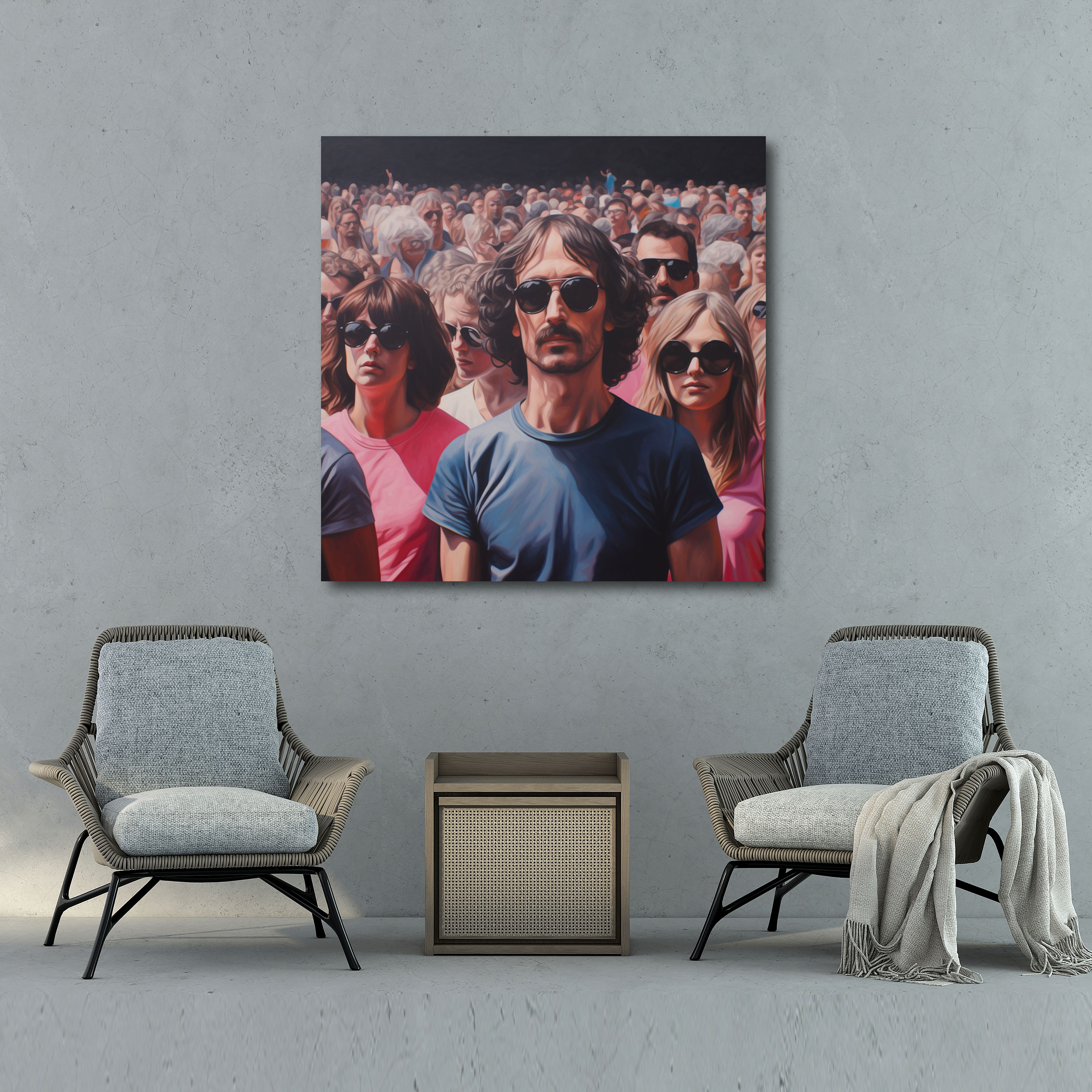 Pink Floyd Wandkunst - Realistische Musikfestivalmenge - Wanddekoration