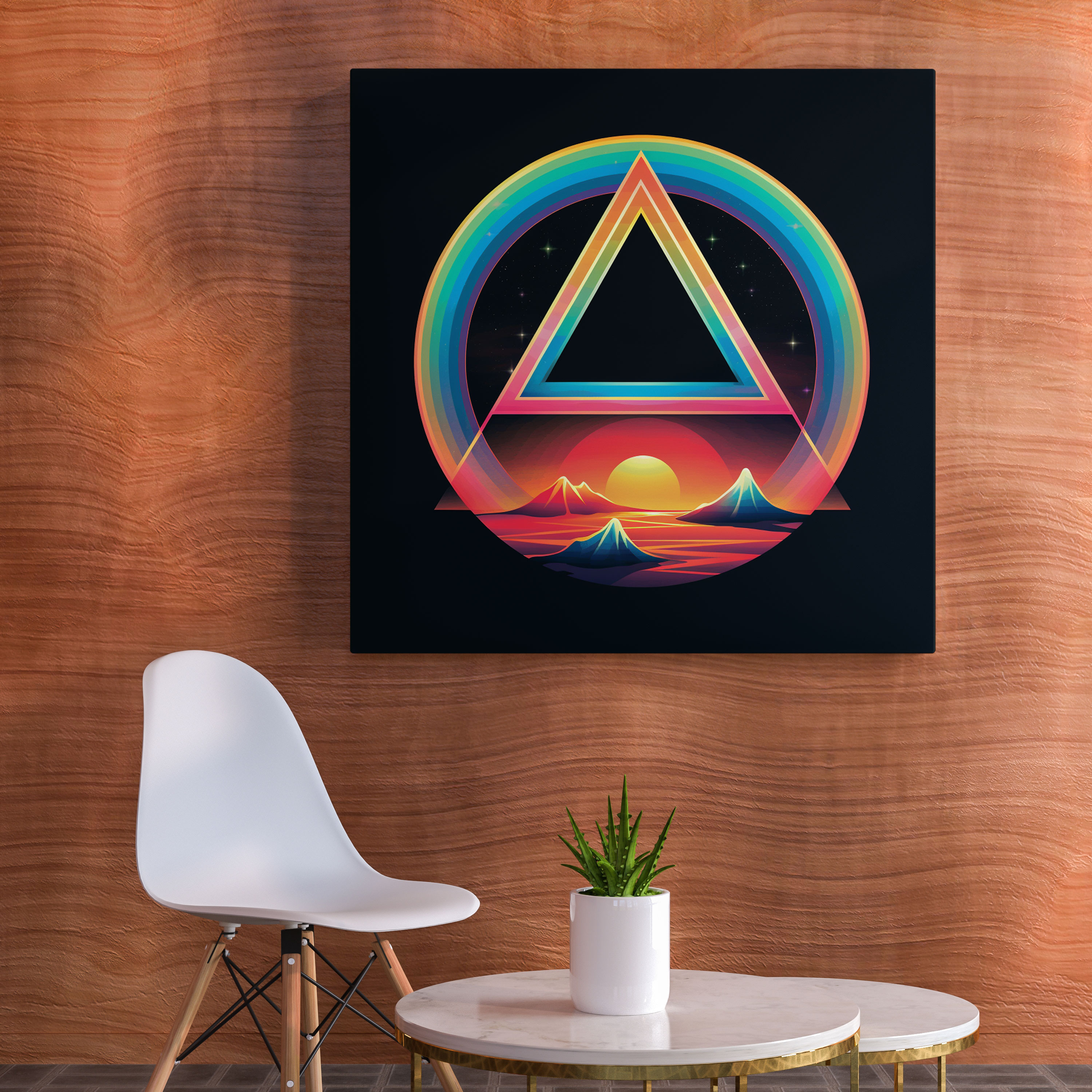 Pink Floyd Wandkunst - Retro Psychedelisches Prisma - Pink Floyd Wanddekoration Leinwandbild Prismenlogo