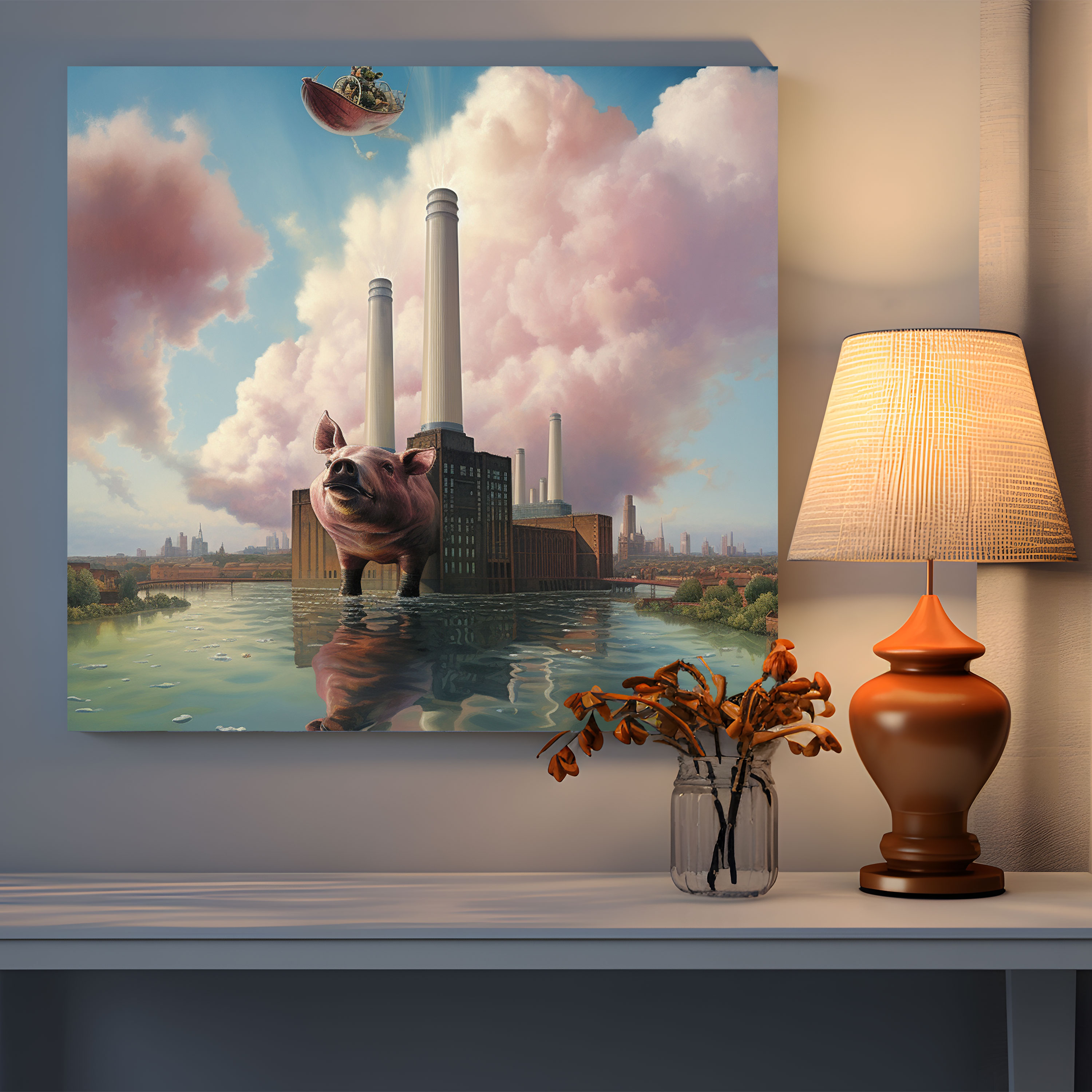 Pink Floyd surreales Ölgemälde Wandkunst - Wanddekoration Leinwandbild