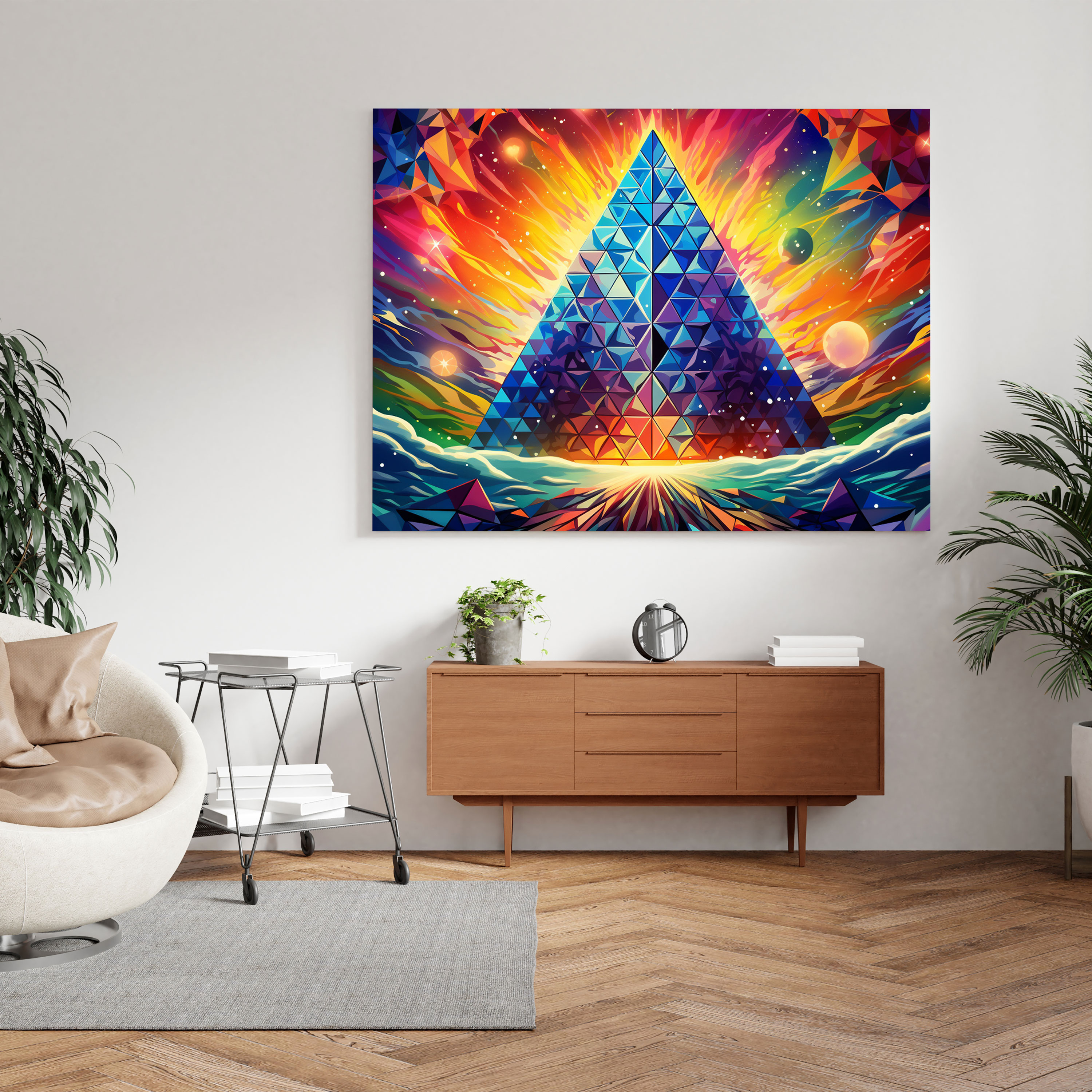 Leinwandbild Pink Floyd - Psychedelisches Prismen-Design - Zuhause Dekoration Leinwand-Wandkunst Psychedelisch