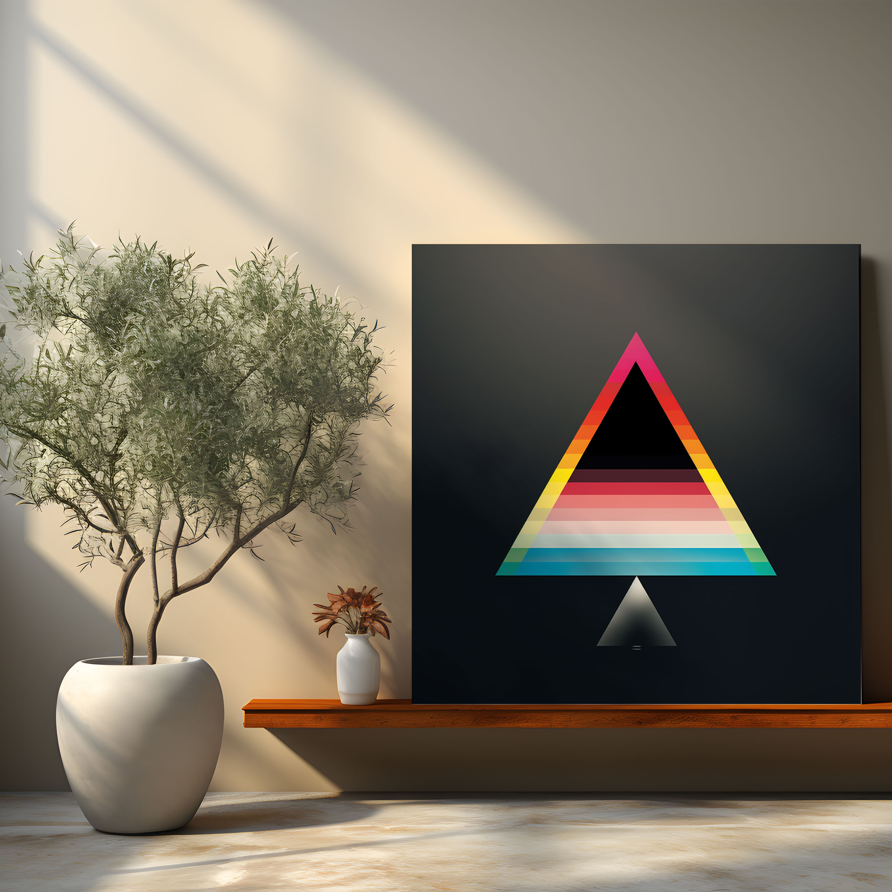 Pink Floyd Wandkunst - Minimalistisches Prisma - Pink Floyd Wohn-Dekoration Eleganz Leinwandbild