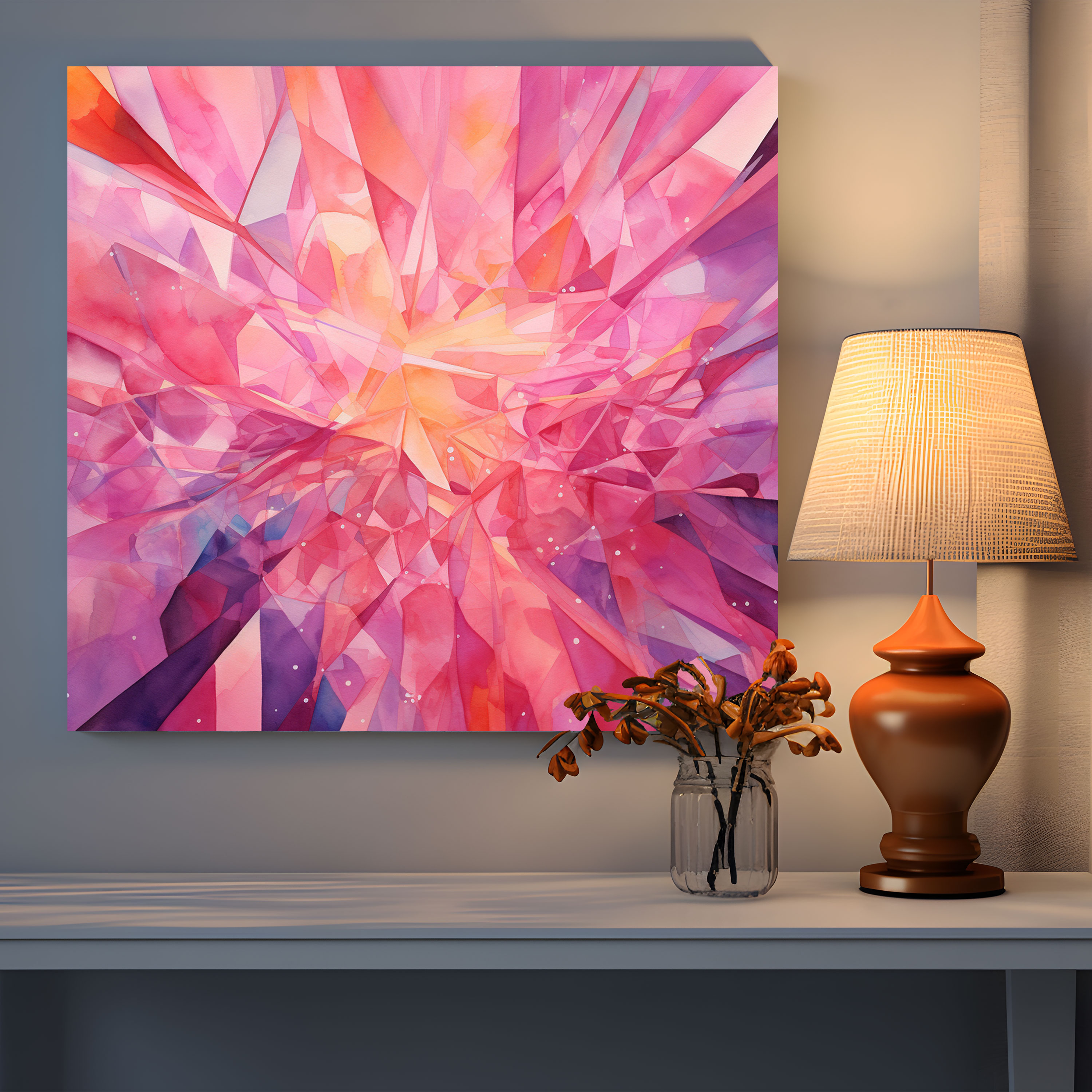 Pink Floyd Canvas Print - Abstract Pink Prism Wall Art - Pink Floyd, Watercolor Artwork, Vibrant Pink Hues, Wall Art