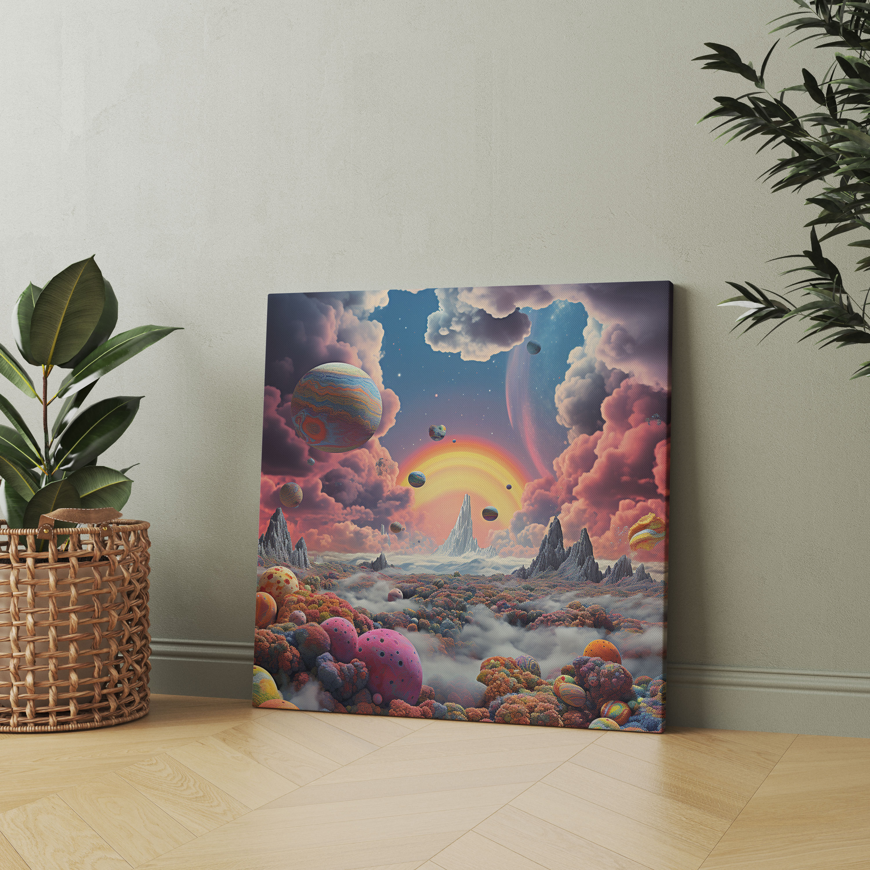 Pink Floyd Wandkunst – Psychedelische Albumcover Leinwandbild – Pink Floyd Liebesbeweis Wanddekoration Psychedelische Wolke