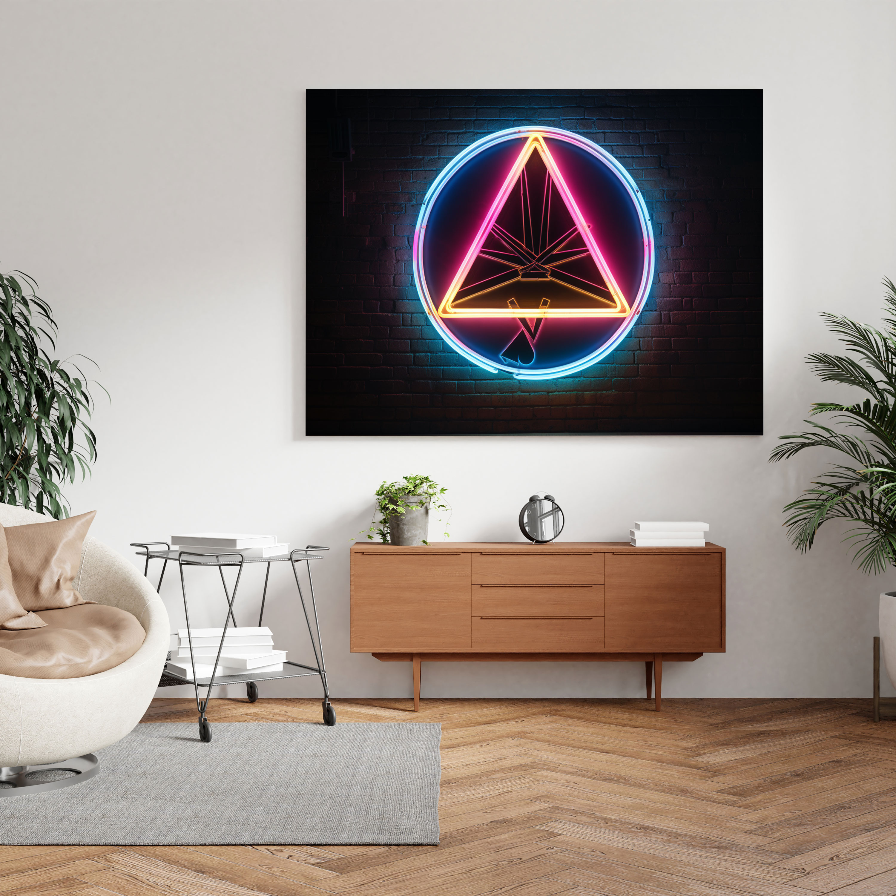 Pink Floyd Leinwandbild - Retro Neon Dark Side Of The Moon Wandkunst - Zuhause Dekoration Vintage