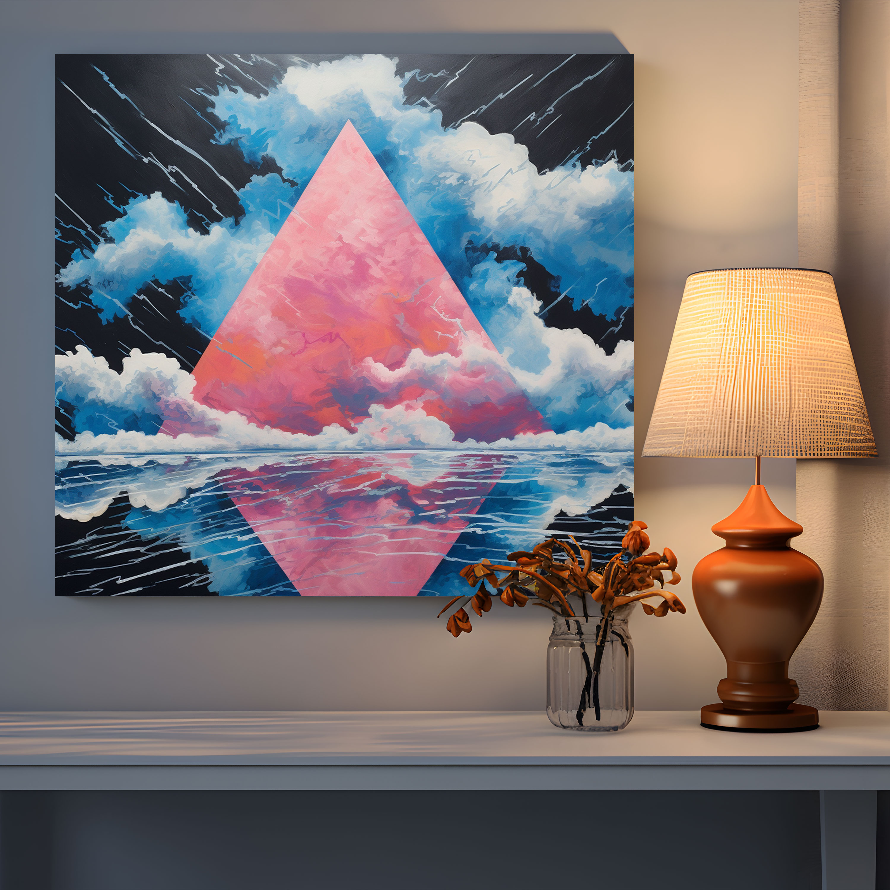 Pink Floyd Wandkunst - Sturmhafter Himmel Logo Leinwandbild - Musik und Kunst
