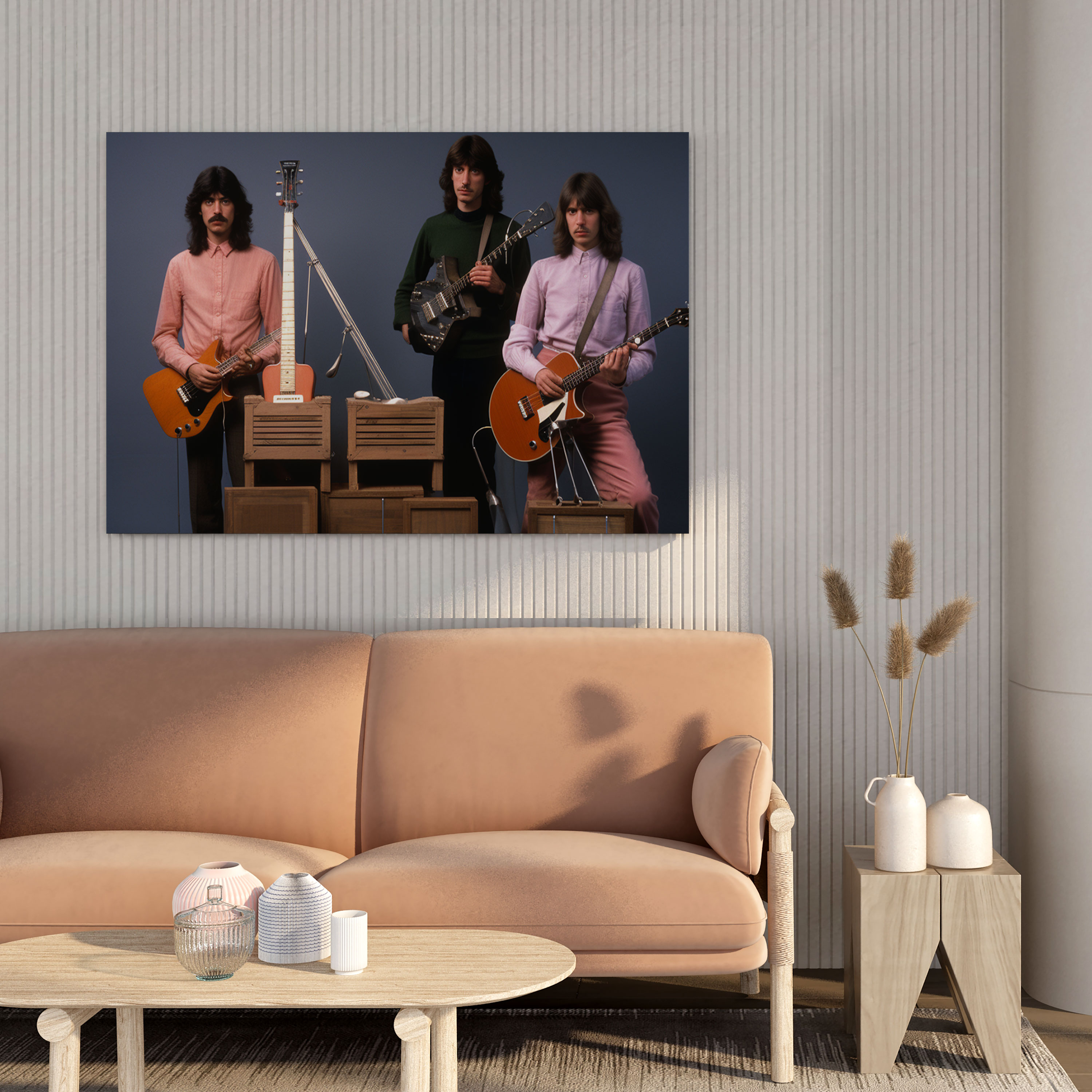 Pink Floyd Leinwandbild - Vintage Bandmitglieder Wandkunst - Pink Floyd Vintage Fotografie Nostalgie Wanddekoration