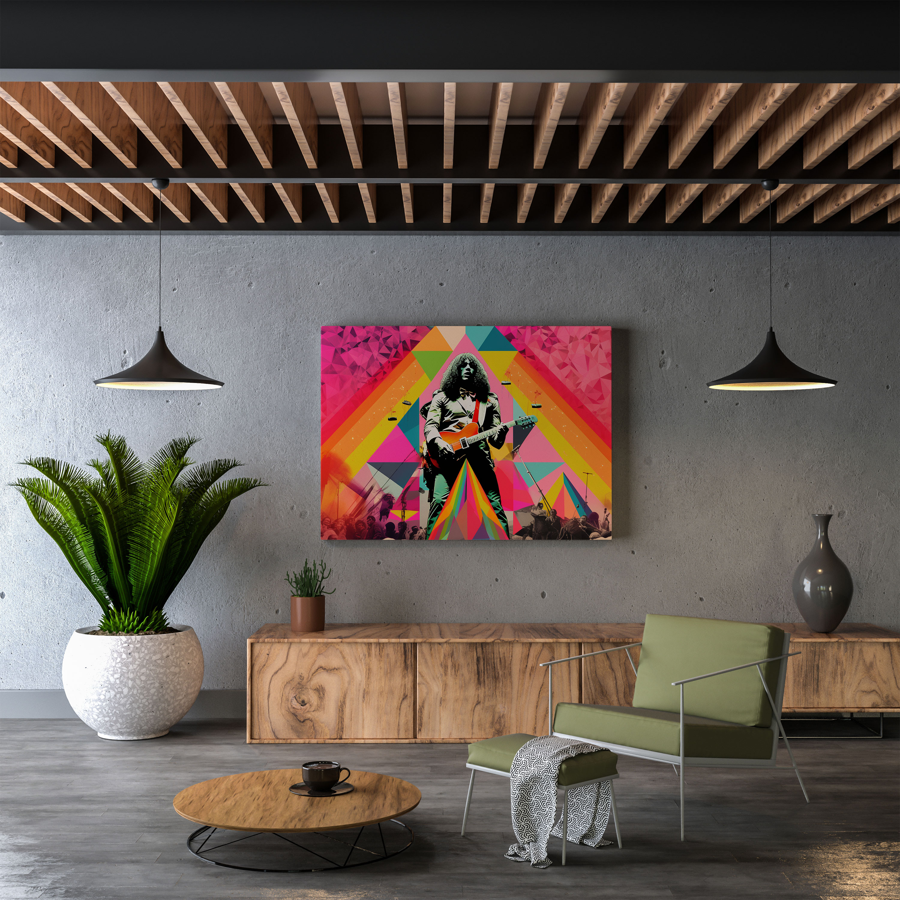 Pink Floyd Wandkunst - Pop Art Digitale Collage von Albumcovern und Konzertfotos - Pink Floyd Konzertfotos Psychedelische Muster Leinwandbild