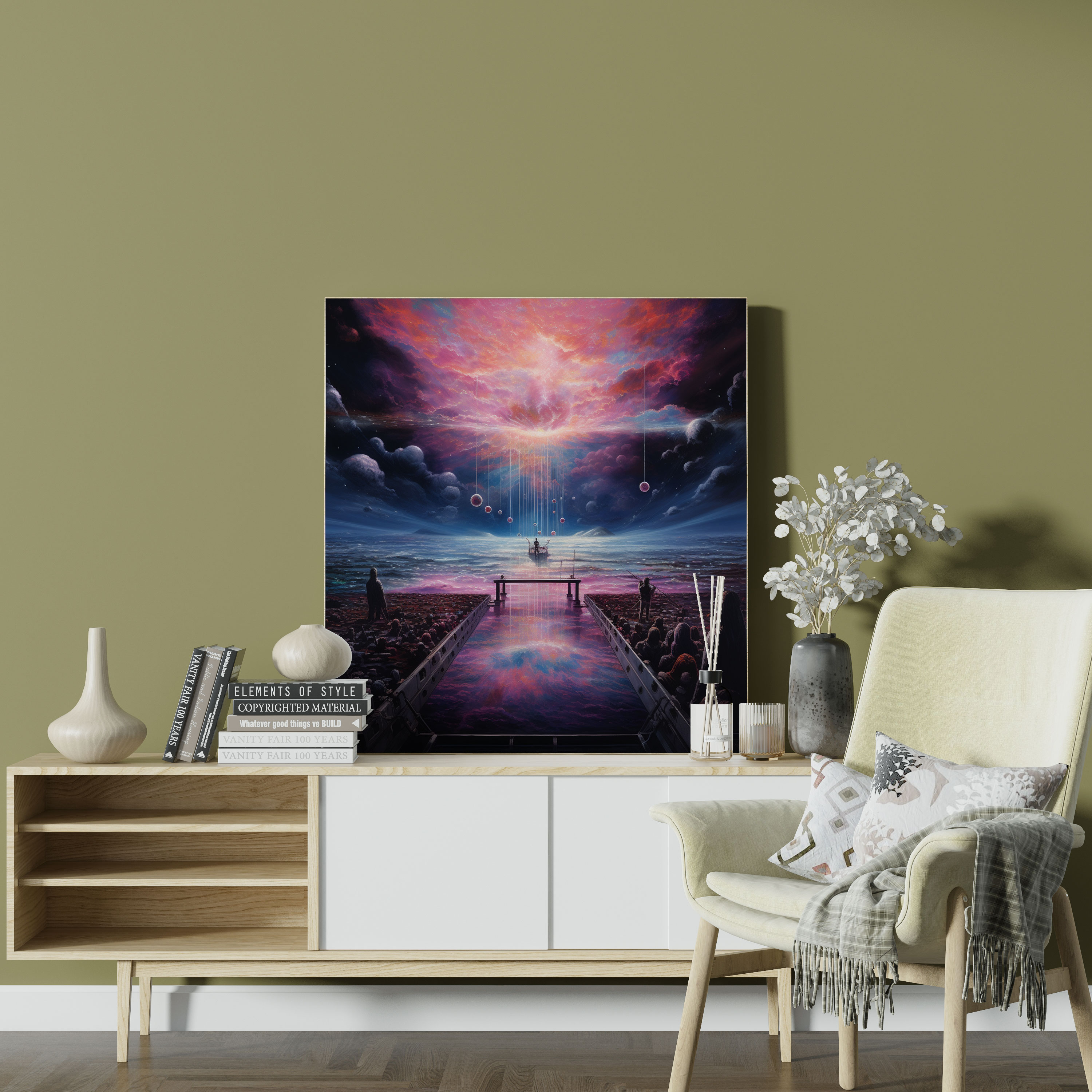 Pink Floyd Leinwandbild - impressionistische träumerische Performance in kosmischer Landschaft - Pink Floyd Wohnaccessoire Leinwandkunst Impressionismus
