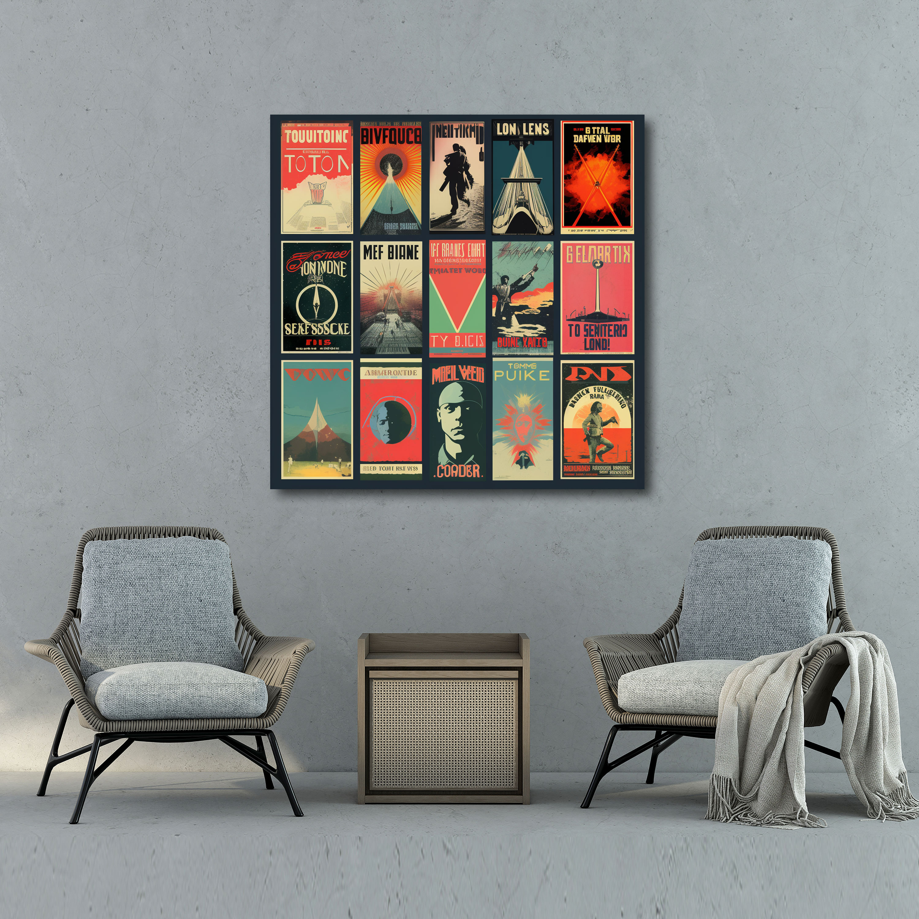 Pink Floyd Wanddekoration – Collage aus Vintage Konzertplakaten – Pink Floyd Wandkunst Live-Auftritte Nostalgie