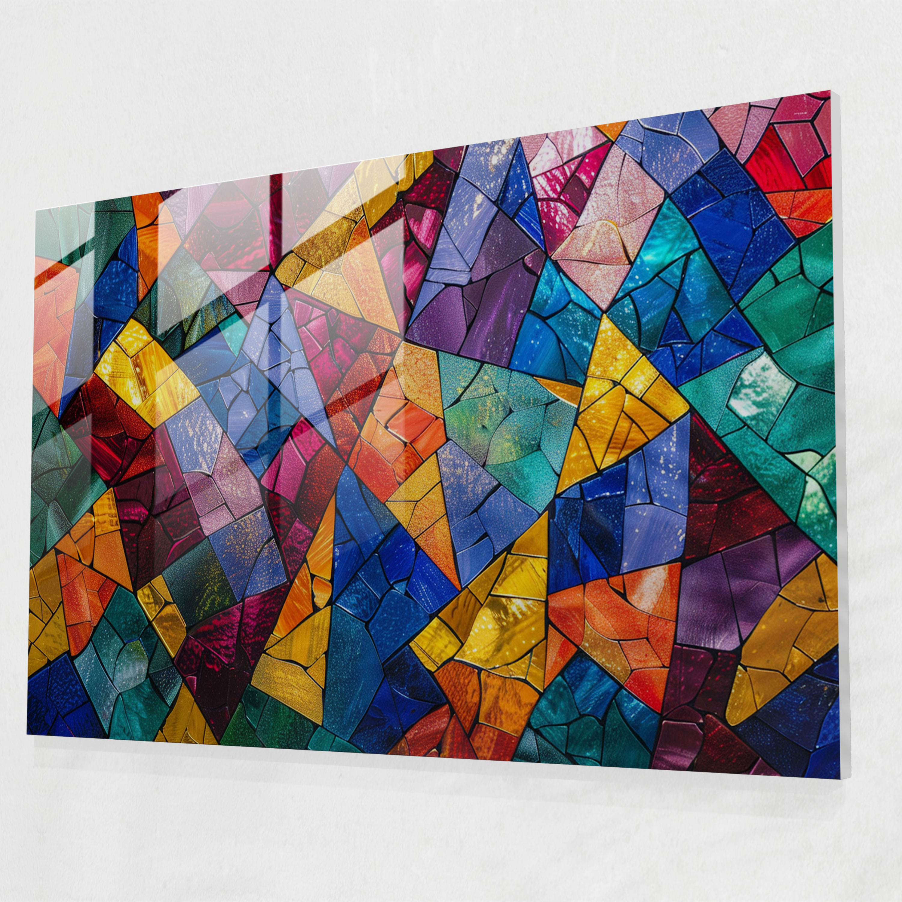 Pointillism Glass Art: Abstract Geometric Shapes - Pointillism, Glass Art, Modern Art, Glass Print