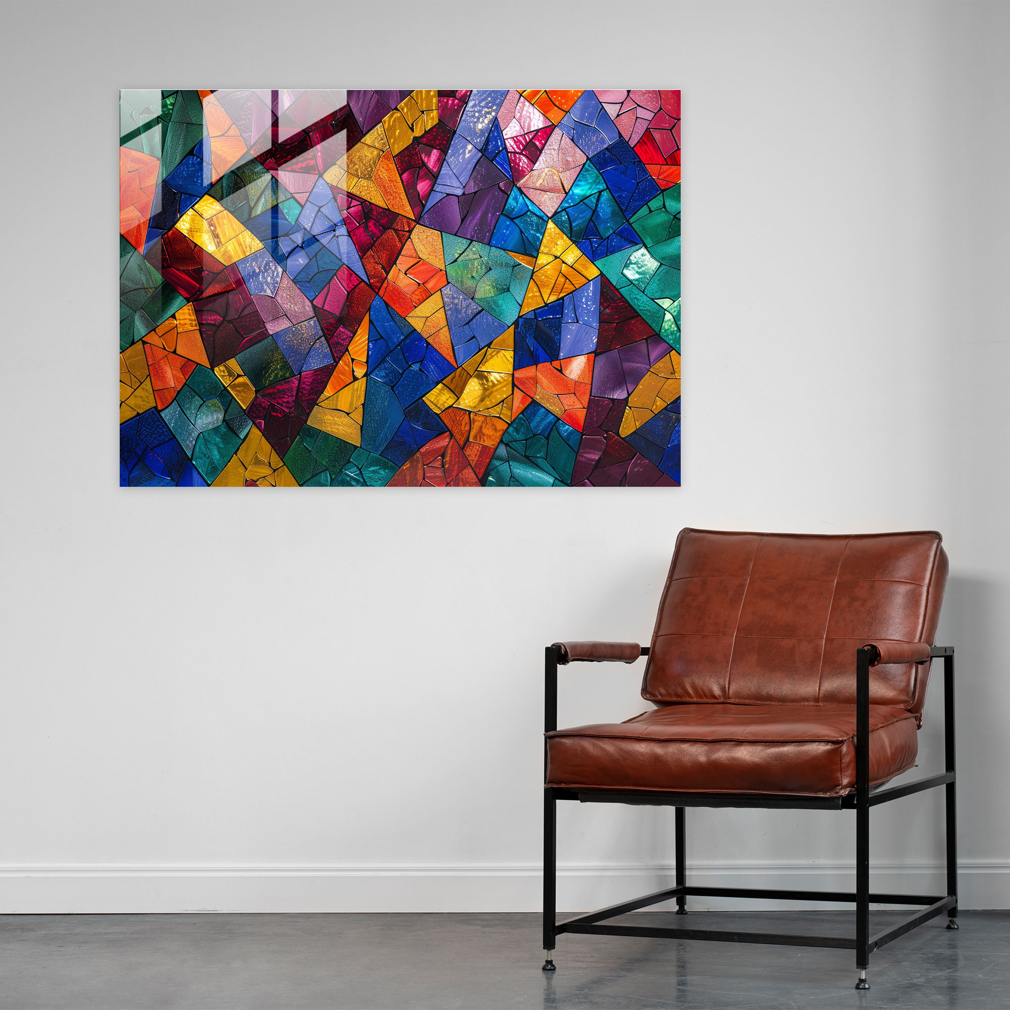 Pointillism Glass Art: Abstract Geometric Shapes - Pointillism, Glass Art, Modern Art, Glass Print