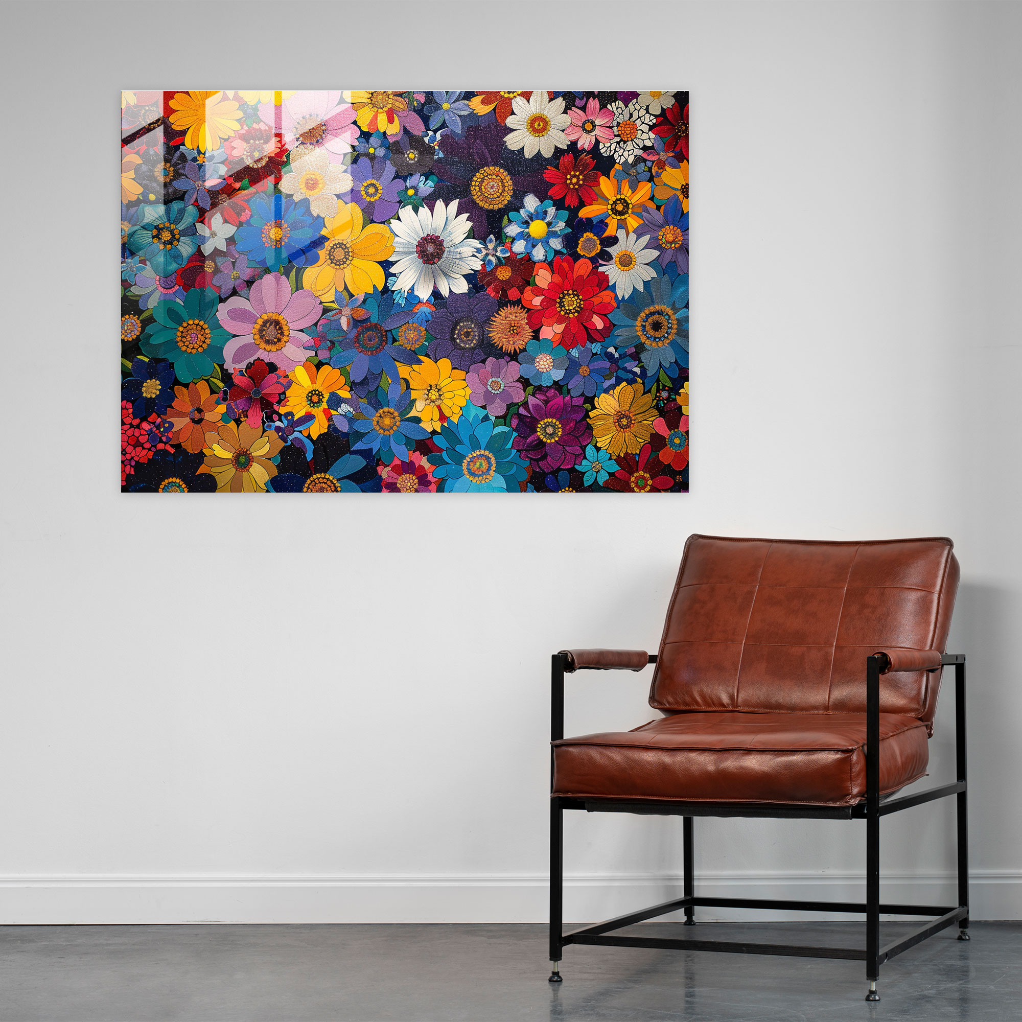Pointillism Glass Wall Art - Colorful Floral Pattern - Pointillism, Pointillism, Home Decoration, Glass Art