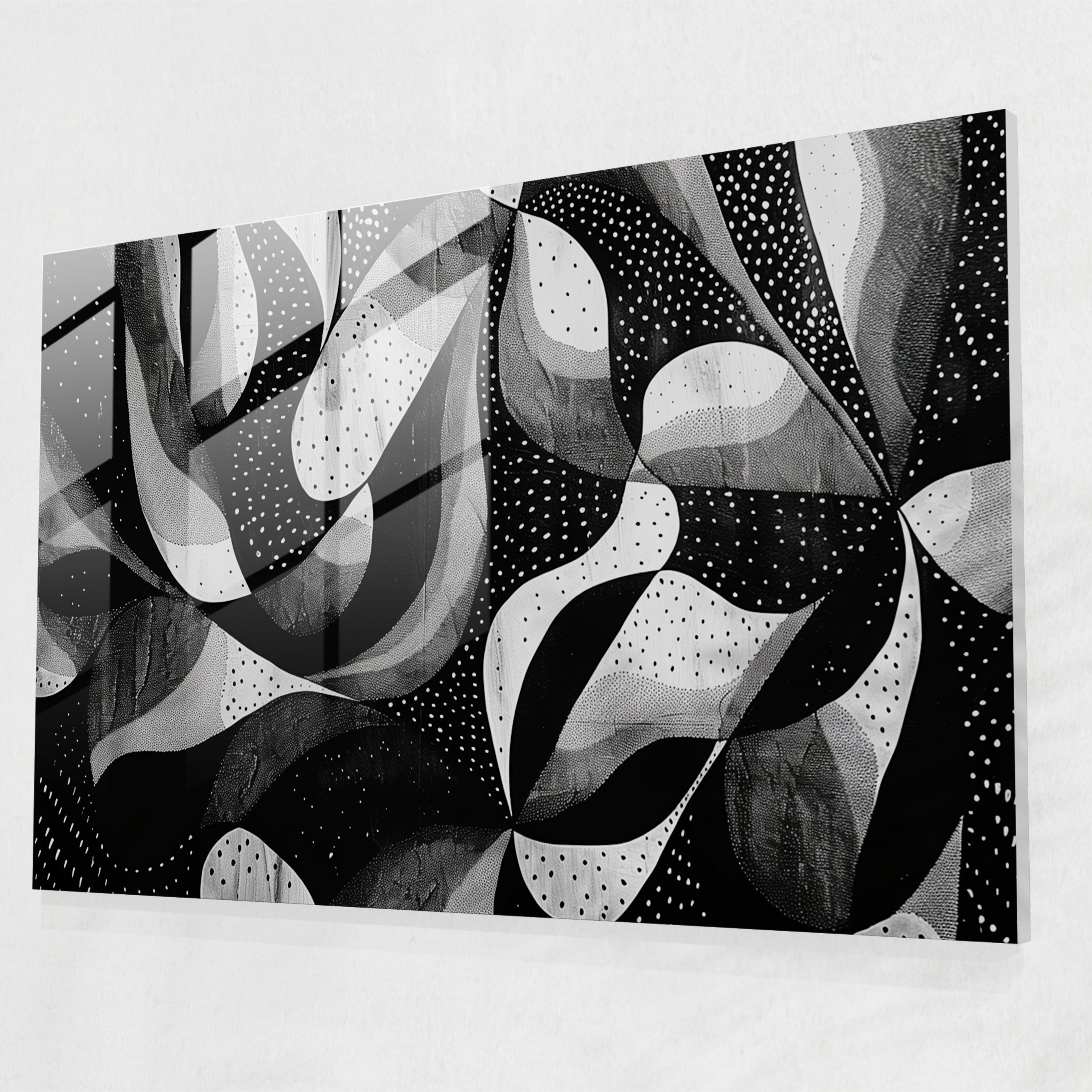 Pointillism Modern Art - Bold Black And White Pattern - Pointillism, Glass Wall Art, Glass Print, Modern Art