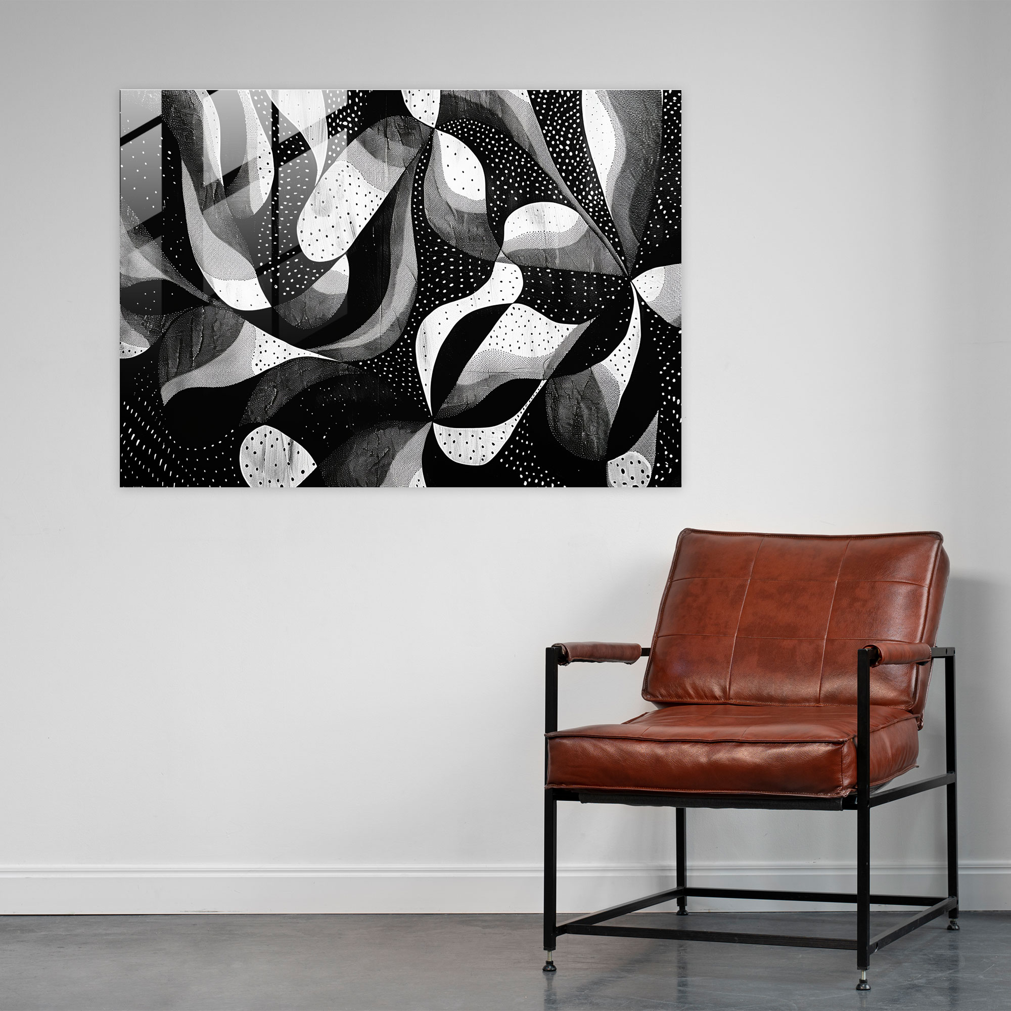 Pointillism Modern Art - Bold Black And White Pattern - Pointillism, Glass Wall Art, Glass Print, Modern Art