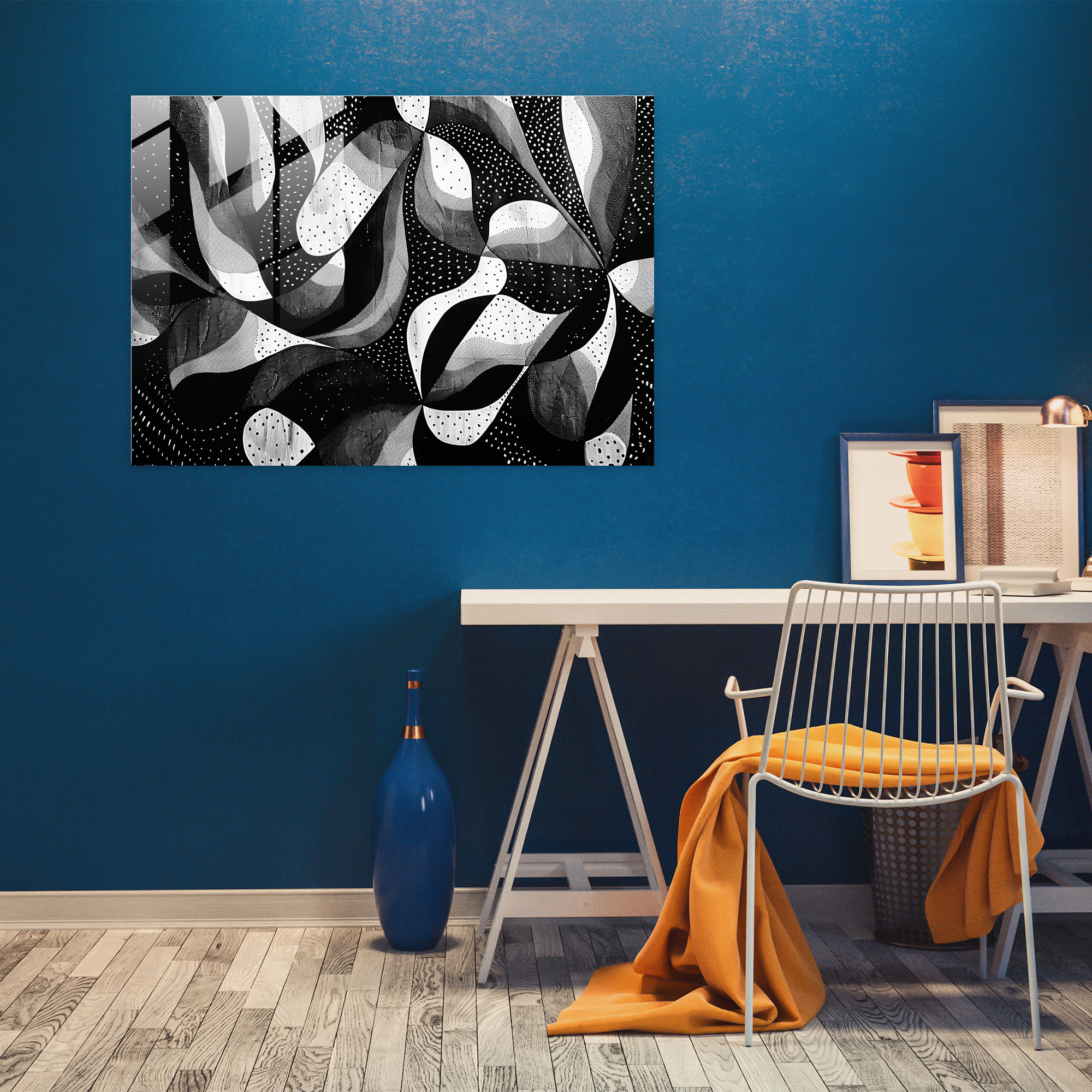 Pointillism Modern Art - Bold Black And White Pattern - Pointillism, Glass Wall Art, Glass Print, Modern Art