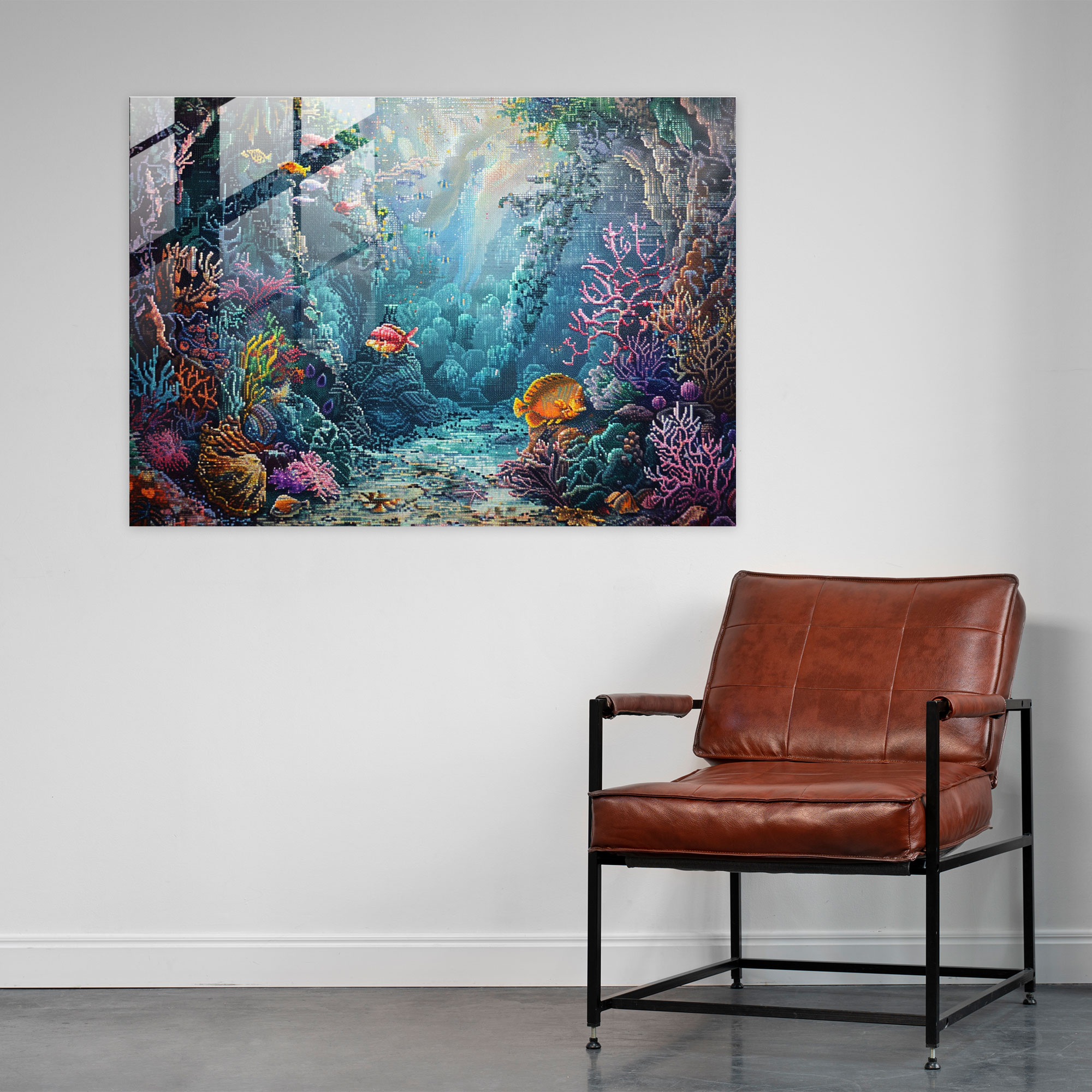 Pointillism Glass Wall Art - Whimsical Undersea Scene - Pointillism, Pointillism, Glass Art, Wall Decoration