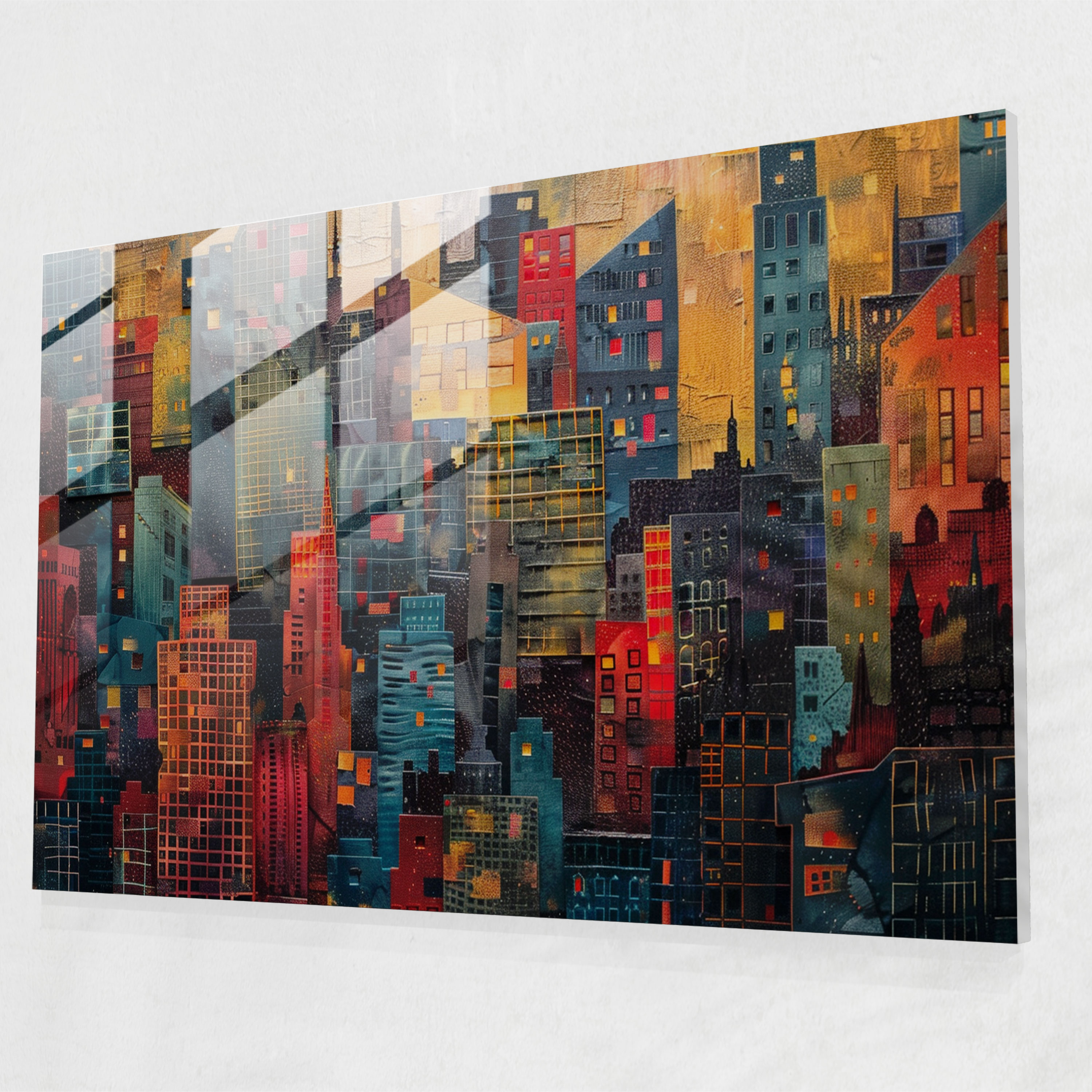Pointillism Wall Decoration: Abstract City Skyline - Pointillism, City Skyline, Pointillism, Abstract