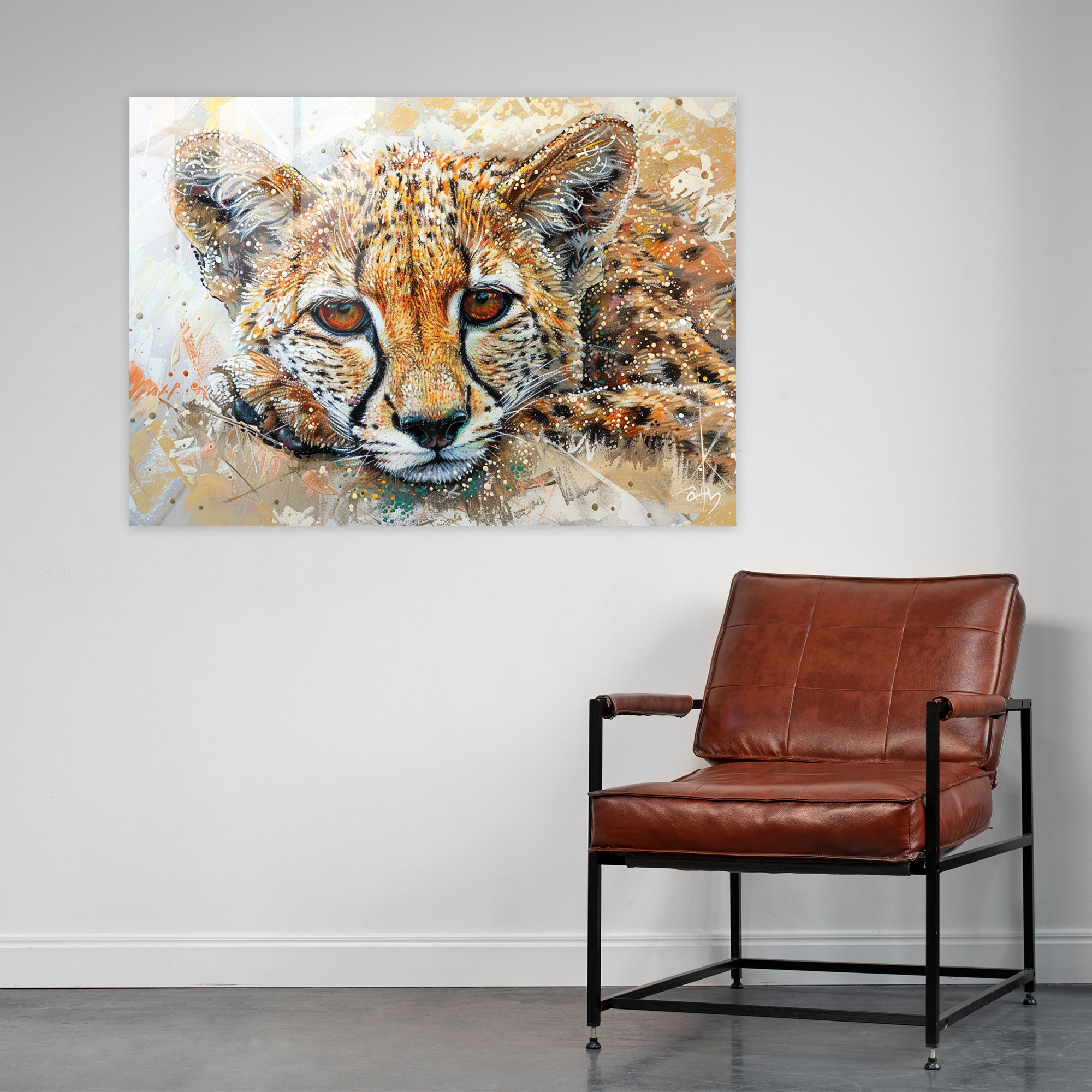 Pointillism Glass Wall Art: Playful Animal Portrait - Pointillism, Pointillism, Playful, Home Decoration