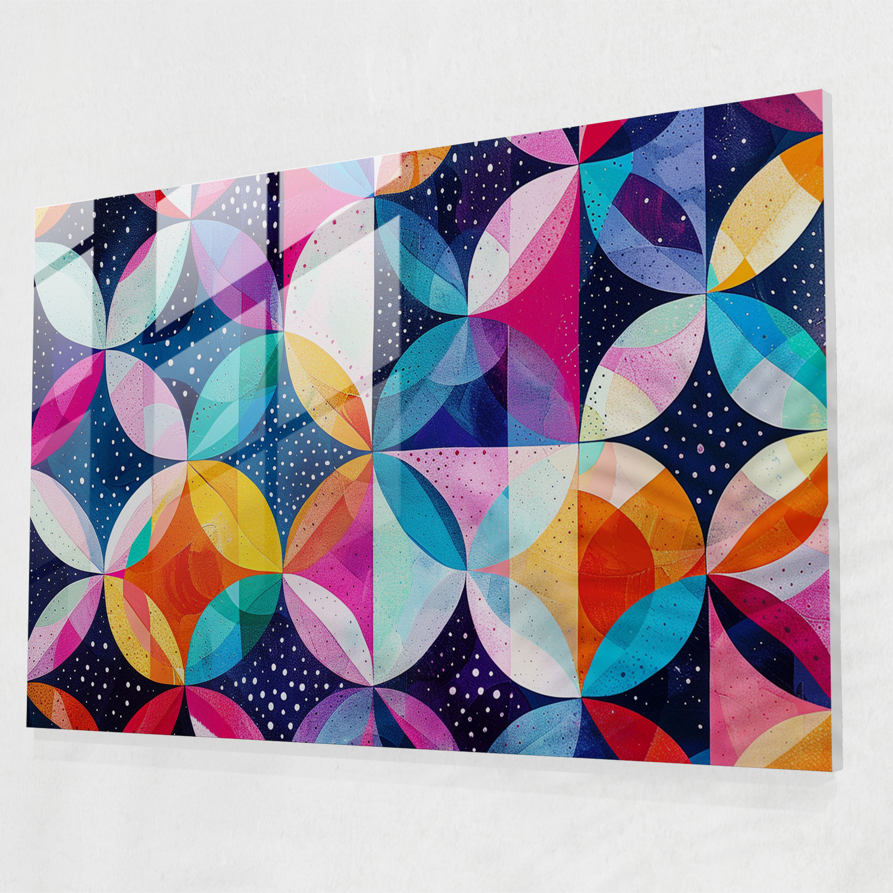Pointillism Home Decoration: Bold Geometric Pattern - Pointillism, Modern Art, Sleek, Glass Art