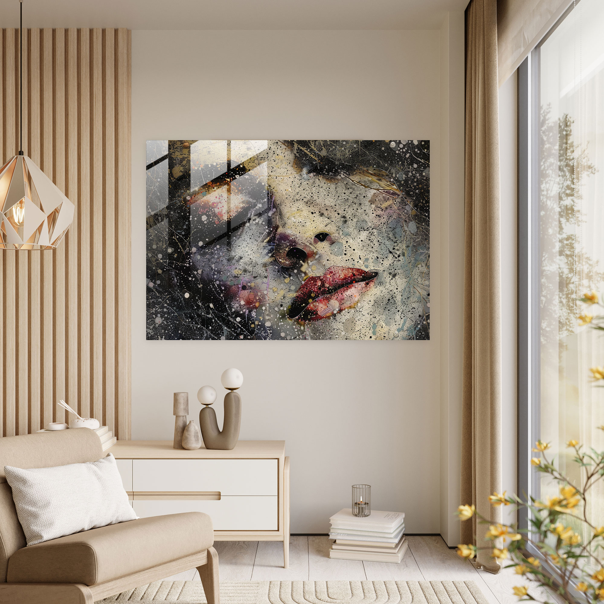 Pointillism Portrait Glass Print - Pointillism, Glass Wall Art, Glass Art, Modern Art