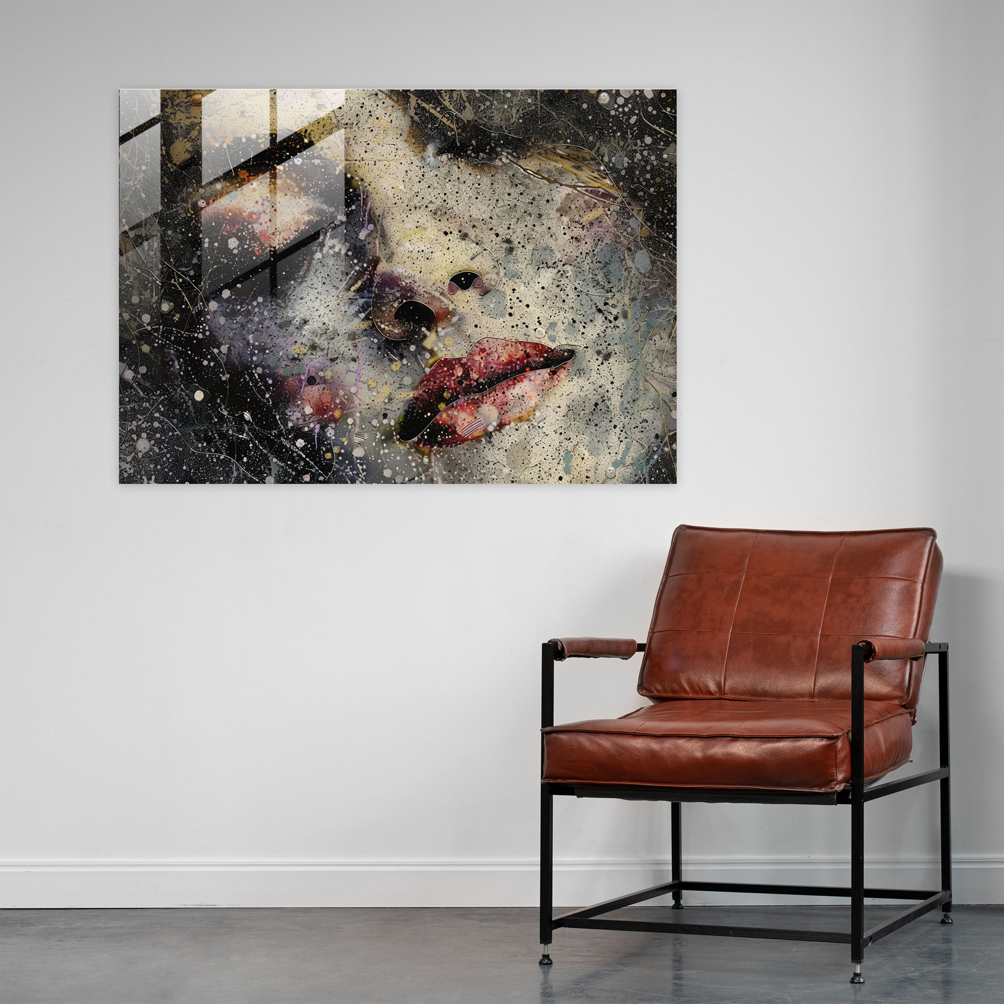 Pointillism Portrait Glass Print - Pointillism, Glass Wall Art, Glass Art, Modern Art