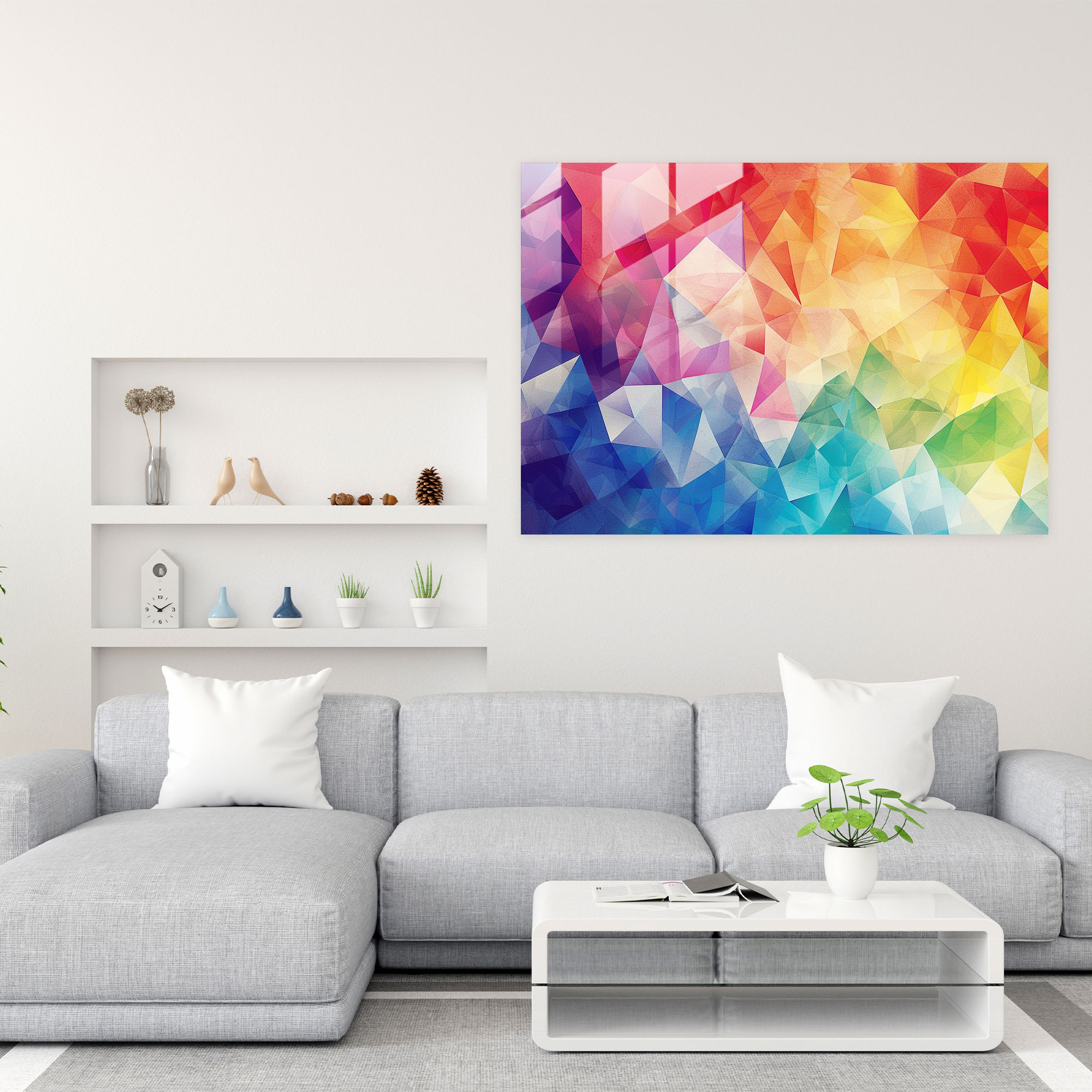 Pointillism Geometric Glass Wall Art - Pointillism, Wall Decoration, Home Decoration, Glass Art