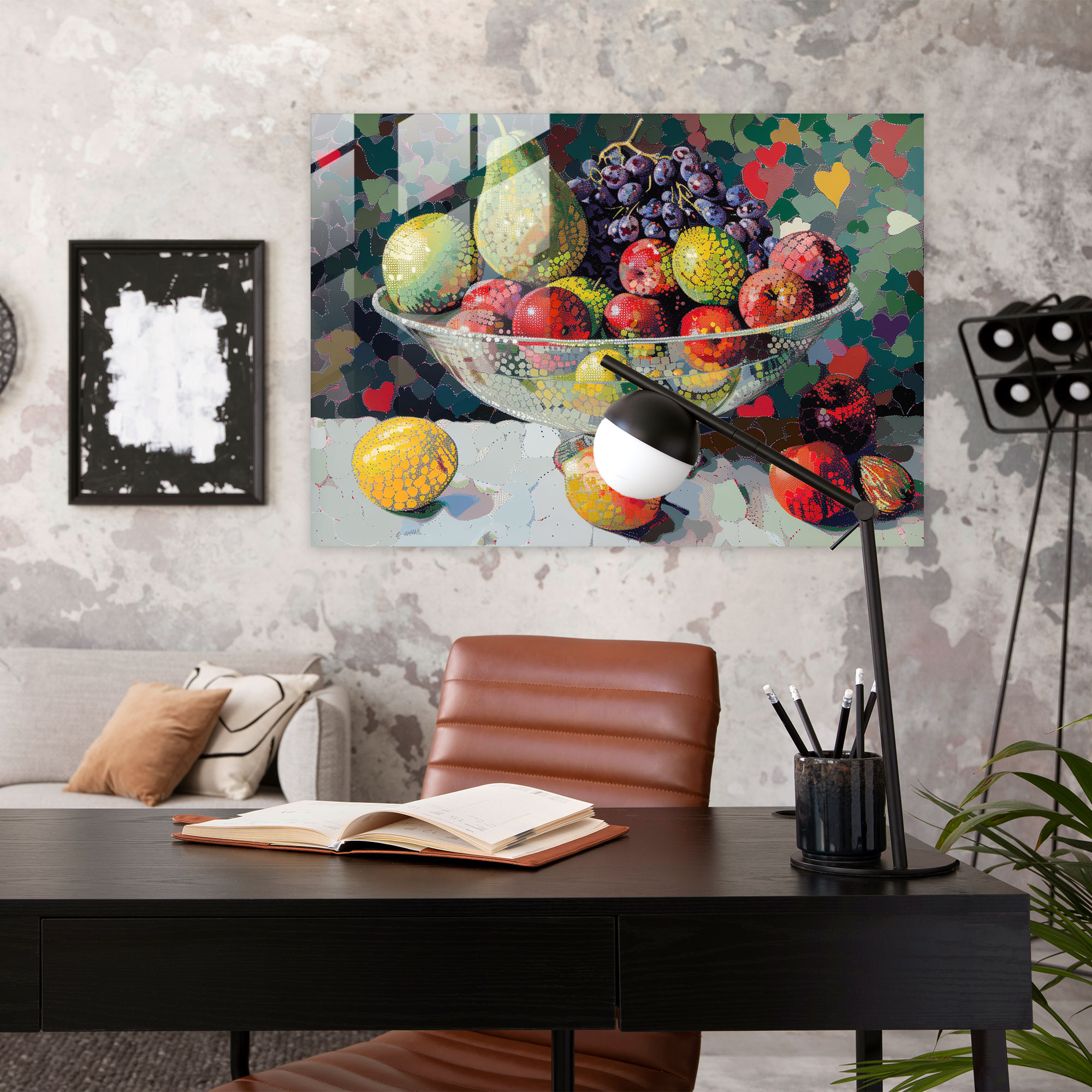 Pointillism Still Life Glass Print - Pointillism, Home Decoration, Glass Wall Art, Glass Art